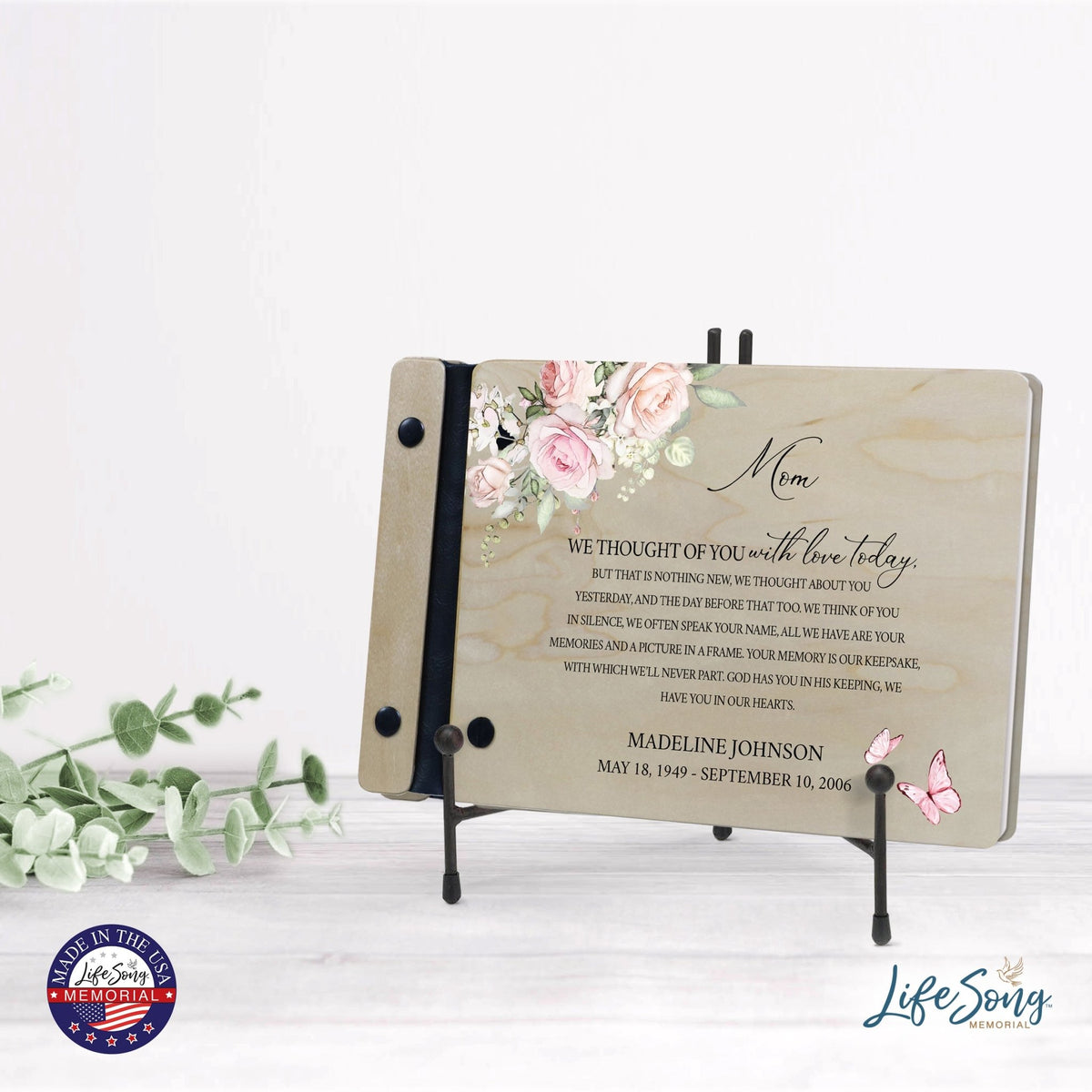 Personalized Small Wooden Memorial Guestbook 9.375x6 - We Thought Of You (Ivory) - LifeSong Milestones
