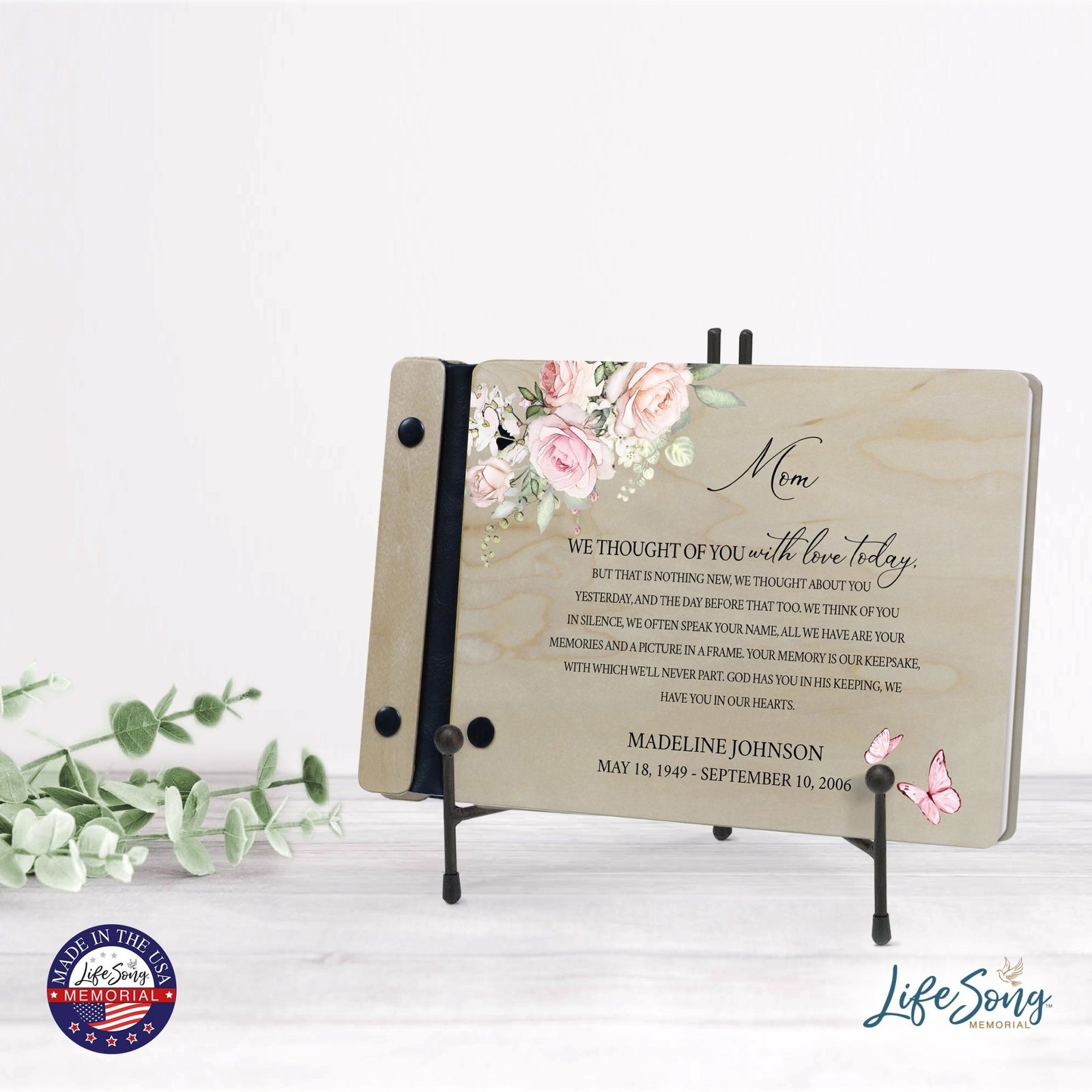 Personalized Small Wooden Memorial Guestbook 9.375x6 - We Thought Of You (Ivory) - LifeSong Milestones