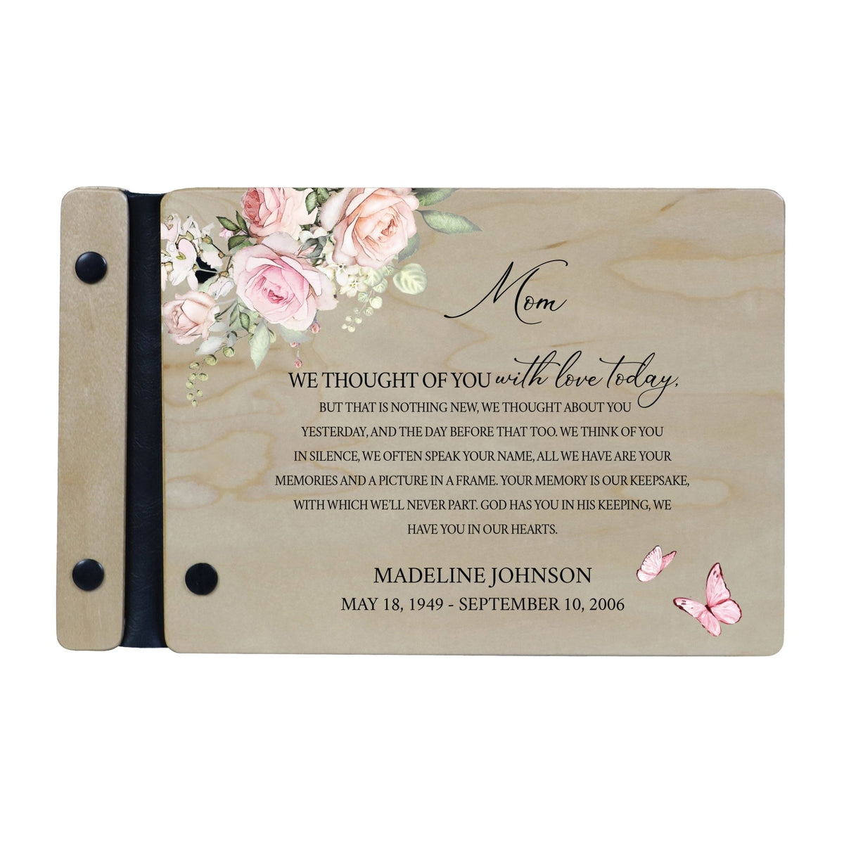 Personalized Small Wooden Memorial Guestbook 9.375x6 - We Thought Of You (Ivory) - LifeSong Milestones