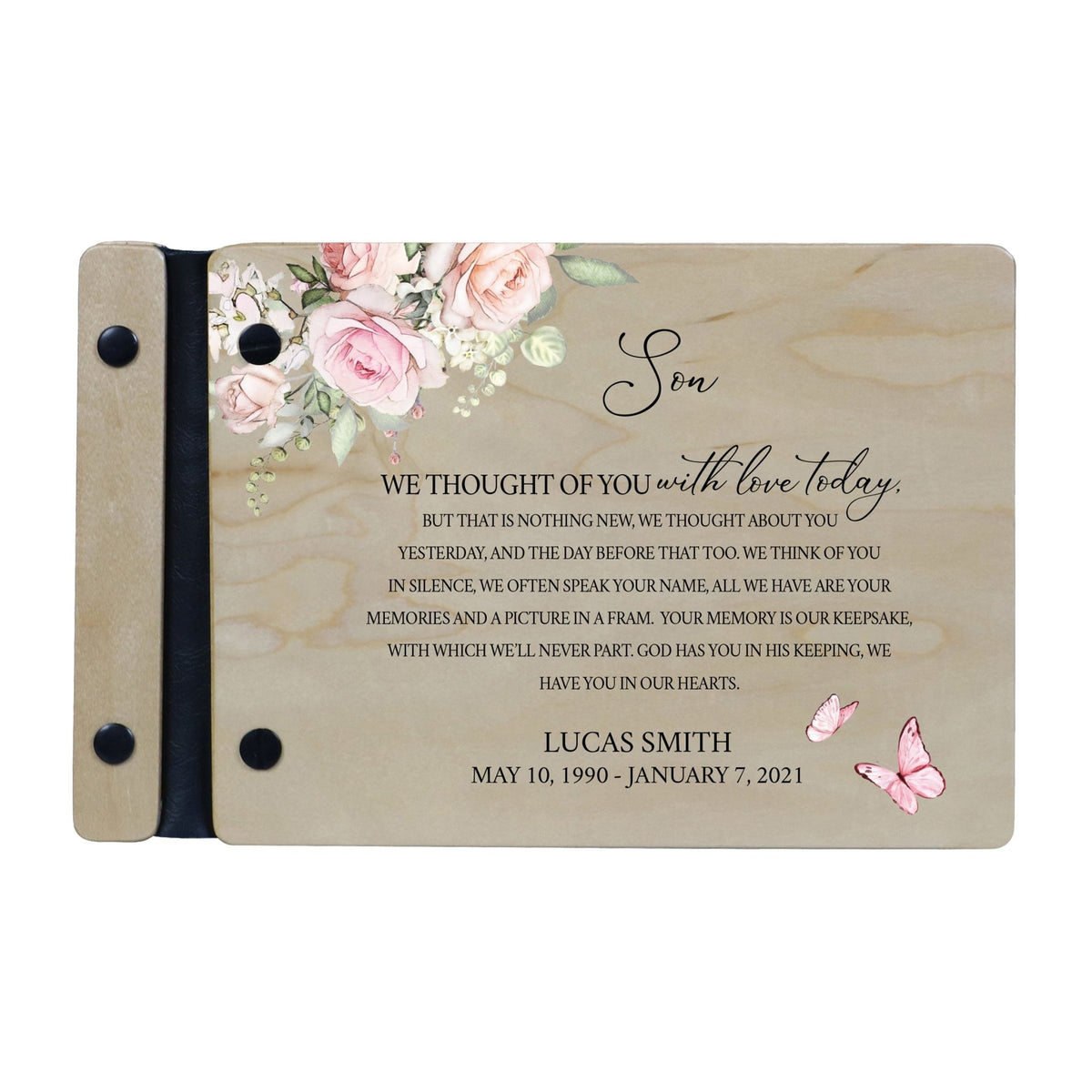 Personalized Small Wooden Memorial Guestbook 9.375x6 - We Thought Of You (Ivory) - LifeSong Milestones