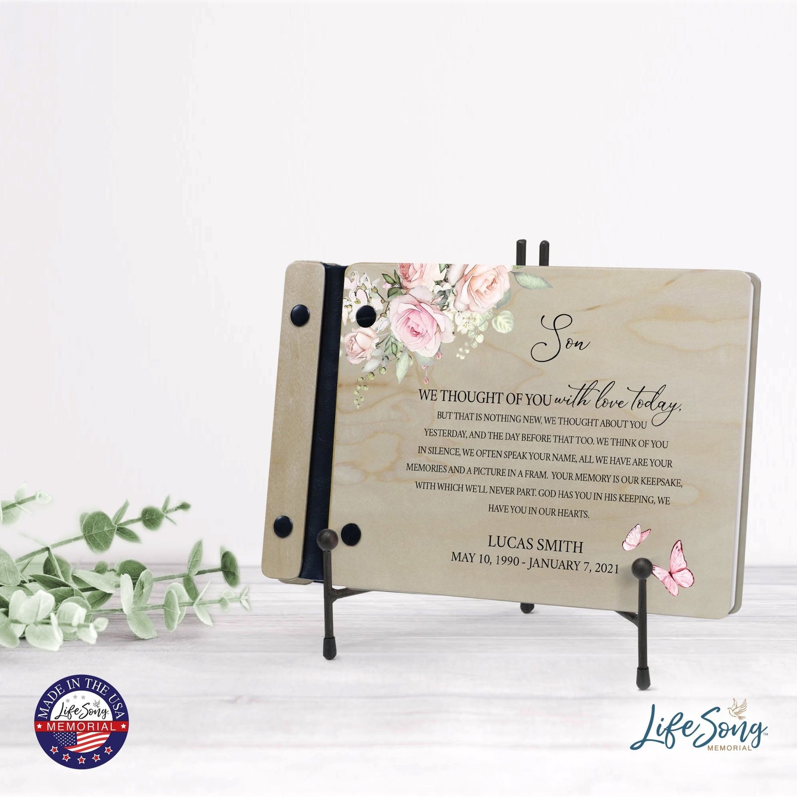 Personalized Small Wooden Memorial Guestbook 9.375x6 - We Thought Of You (Ivory) - LifeSong Milestones