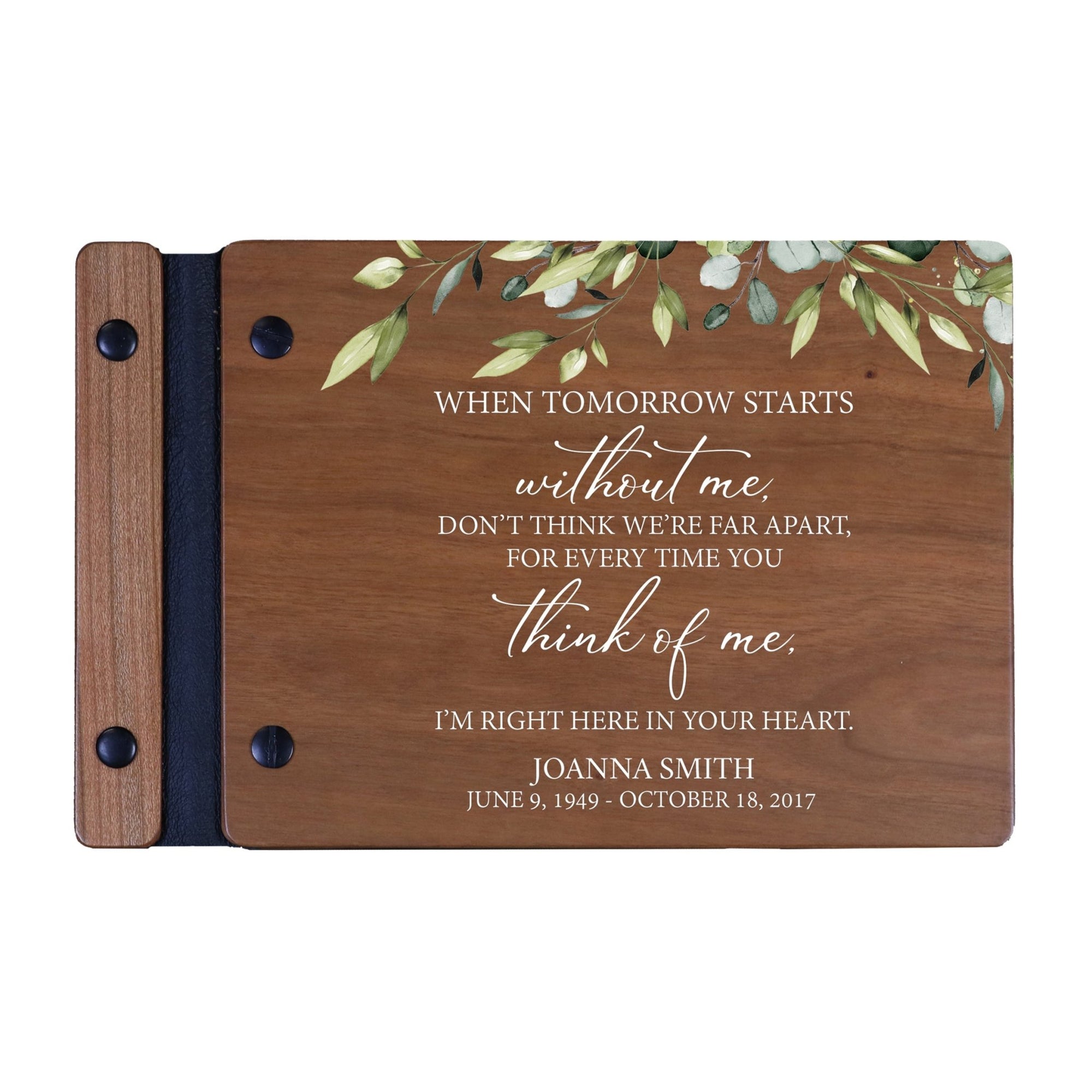 Personalized Small Wooden Memorial Guestbook 9.375x6 - When Tomorrow Starts - LifeSong Milestones