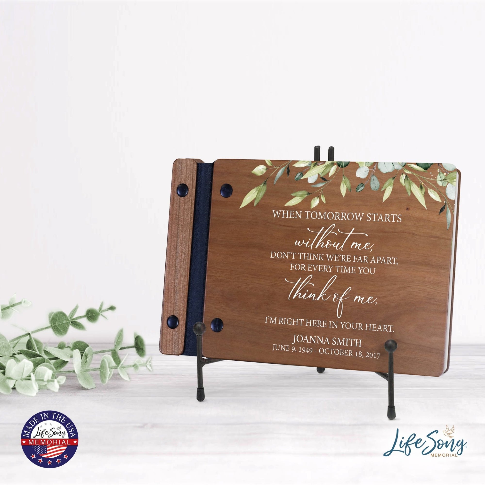 Personalized Small Wooden Memorial Guestbook 9.375x6 - When Tomorrow Starts - LifeSong Milestones