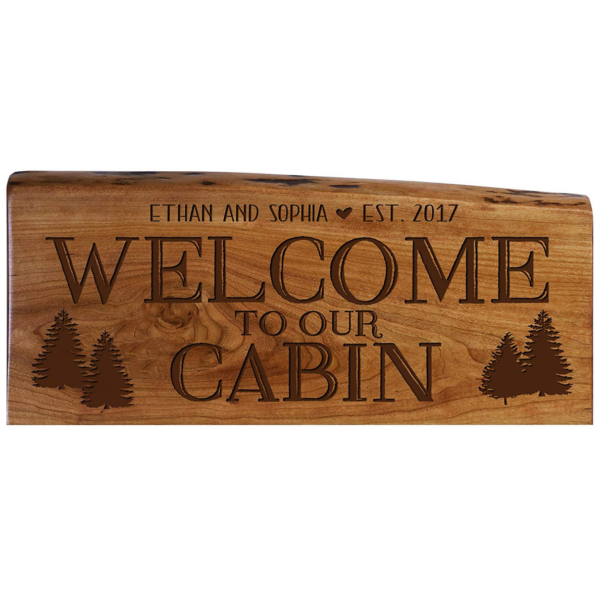 Personalized Solid Cherry Wood Welcome Wall Plaque with Name and Year - LifeSong Milestones