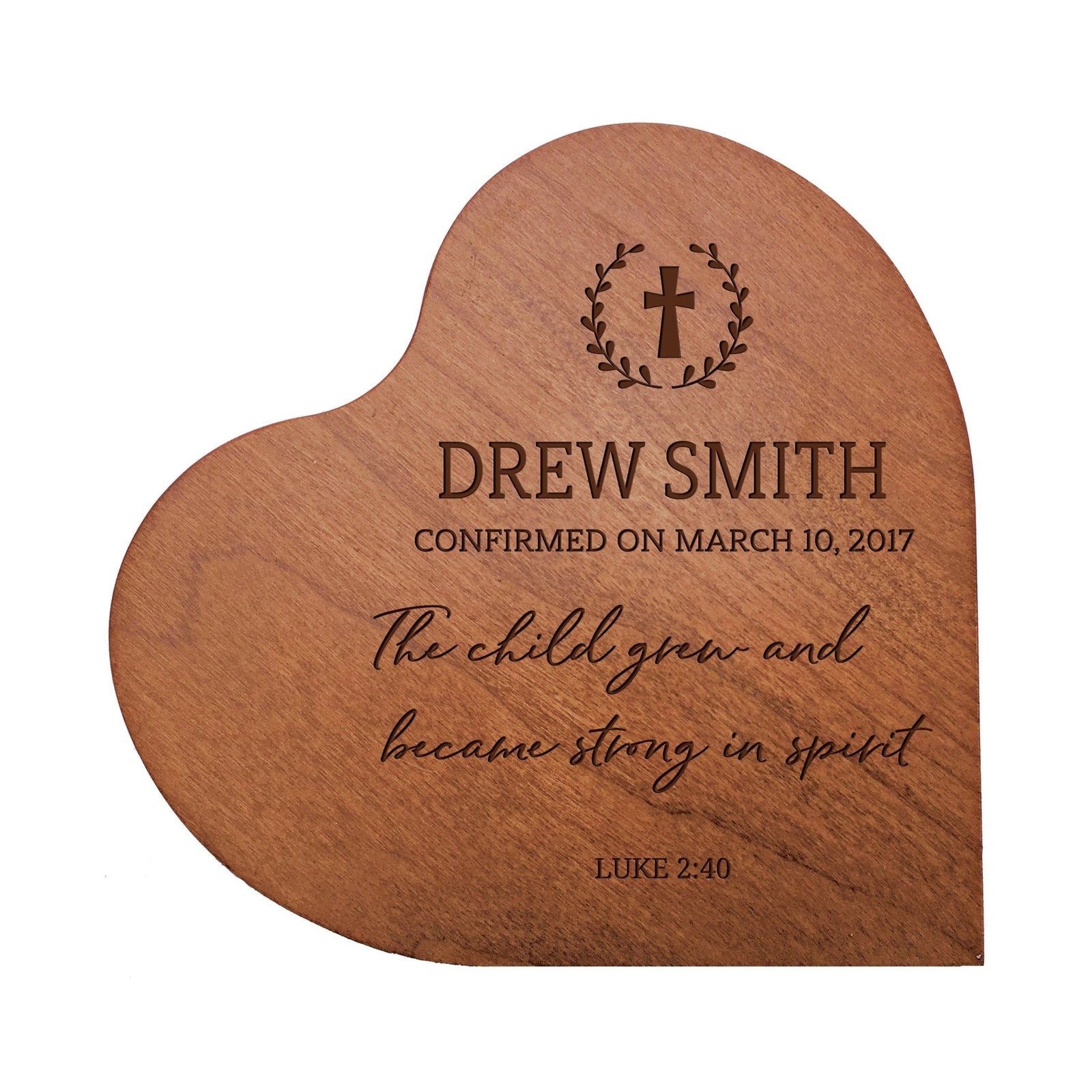 Personalized Solid Wood Heart Decoration With Inspirational Verse Keepsake Gift 5x5.25 - The Child Grew - LifeSong Milestones
