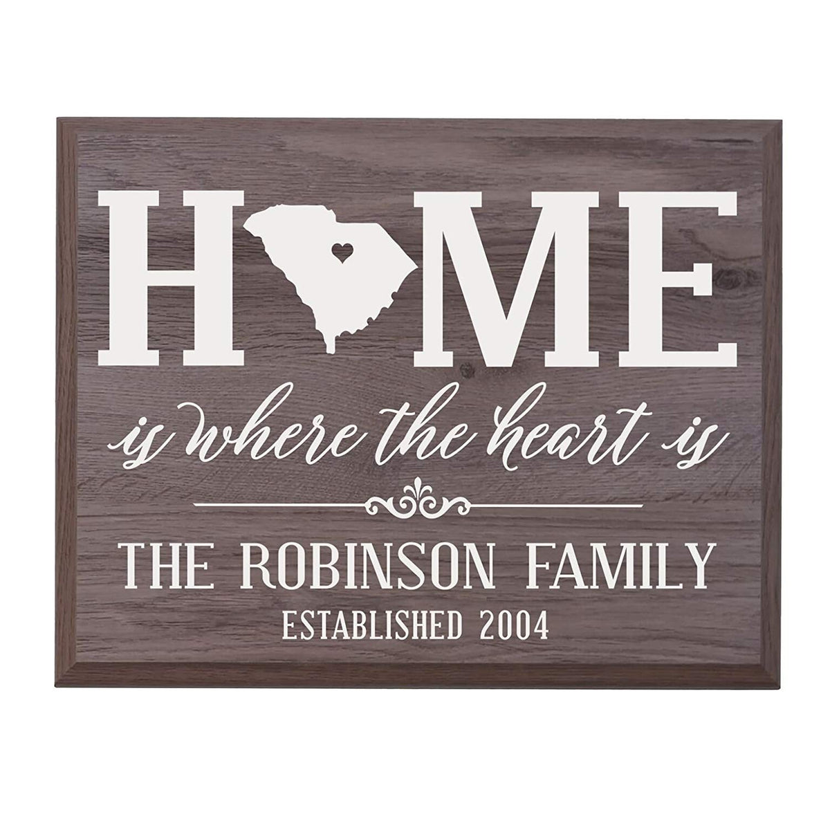 Personalized South Carolina State Home is Where the heart is Sign - LifeSong Milestones