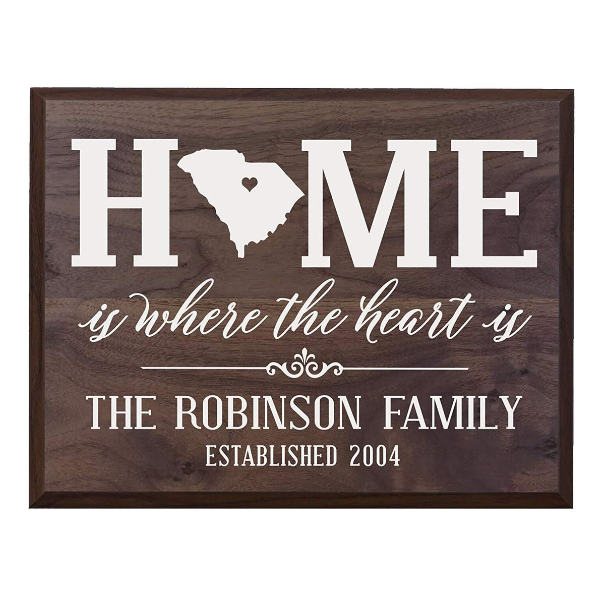 Personalized South Carolina State Home is Where the heart is Sign - LifeSong Milestones