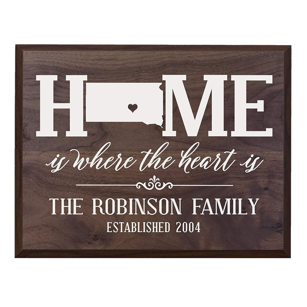 Personalized South Dakota State Home is Where the heart is Sign - LifeSong Milestones