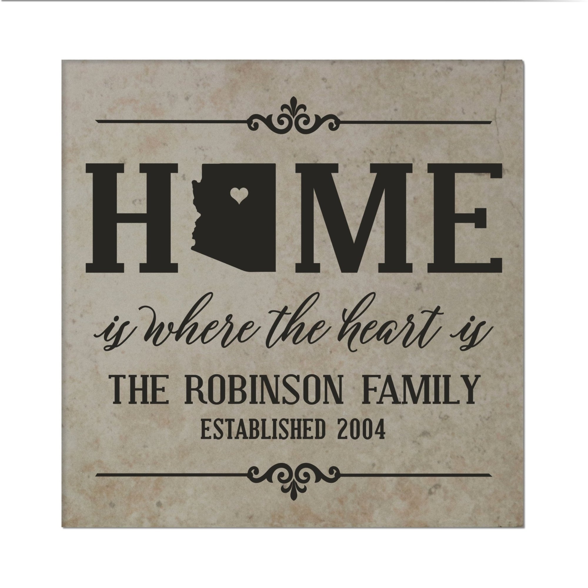 Personalized Southwest Region Home State Trivet - Home Is Where The Heart Is - LifeSong Milestones
