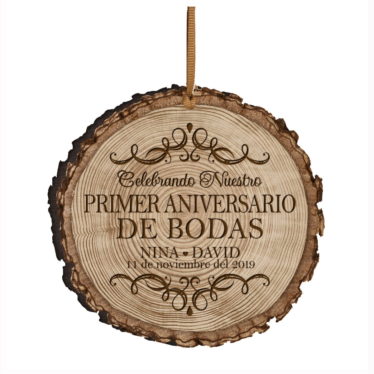 Personalized Spanish 1st Wedding Anniversary Ornament Gift for Couple - LifeSong Milestones