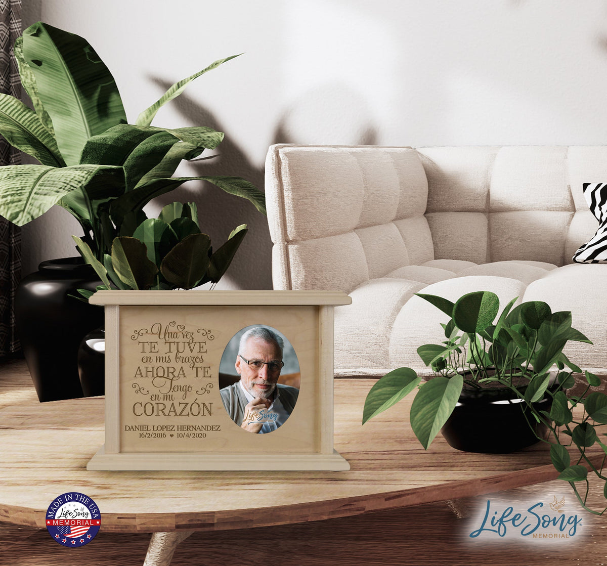 Personalized Spanish Verse Oval Photo Urn - Once I Held You - LifeSong Milestones