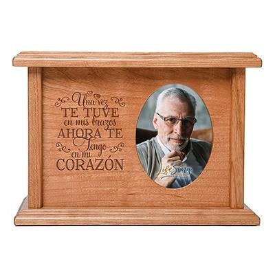 Personalized Spanish Verse Oval Photo Urn - Once I Held You - LifeSong Milestones