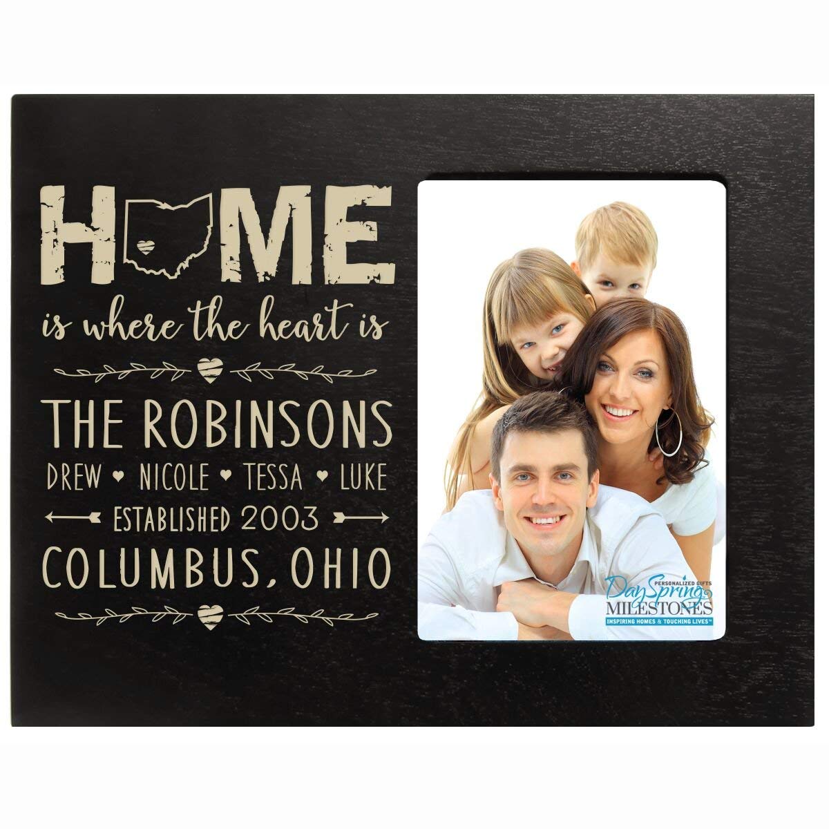 Personalized State Picture Frame with Names and Est. Year - Ohio - LifeSong Milestones