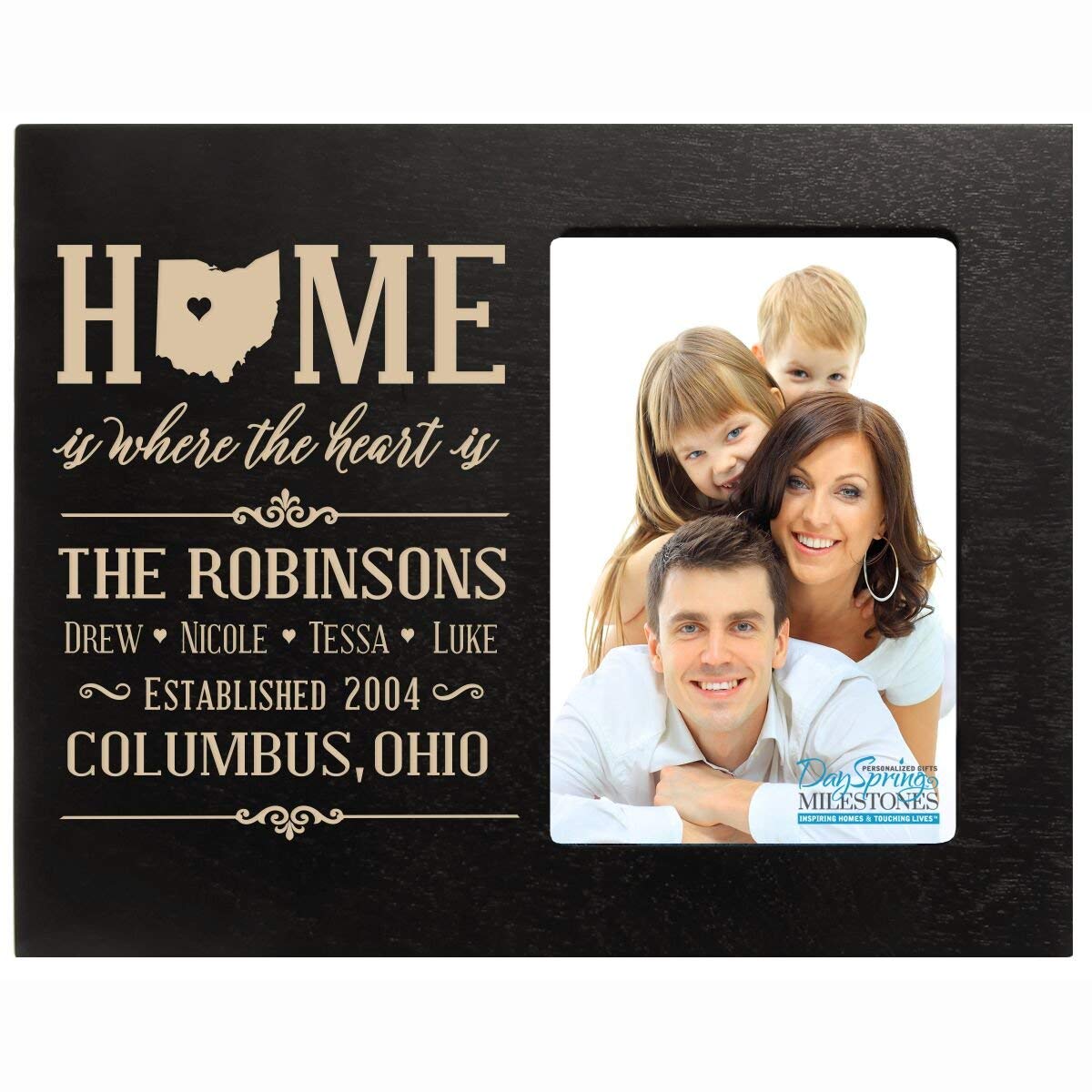 Personalized State Picture Frame with Names and Est. Year - Ohio - LifeSong Milestones