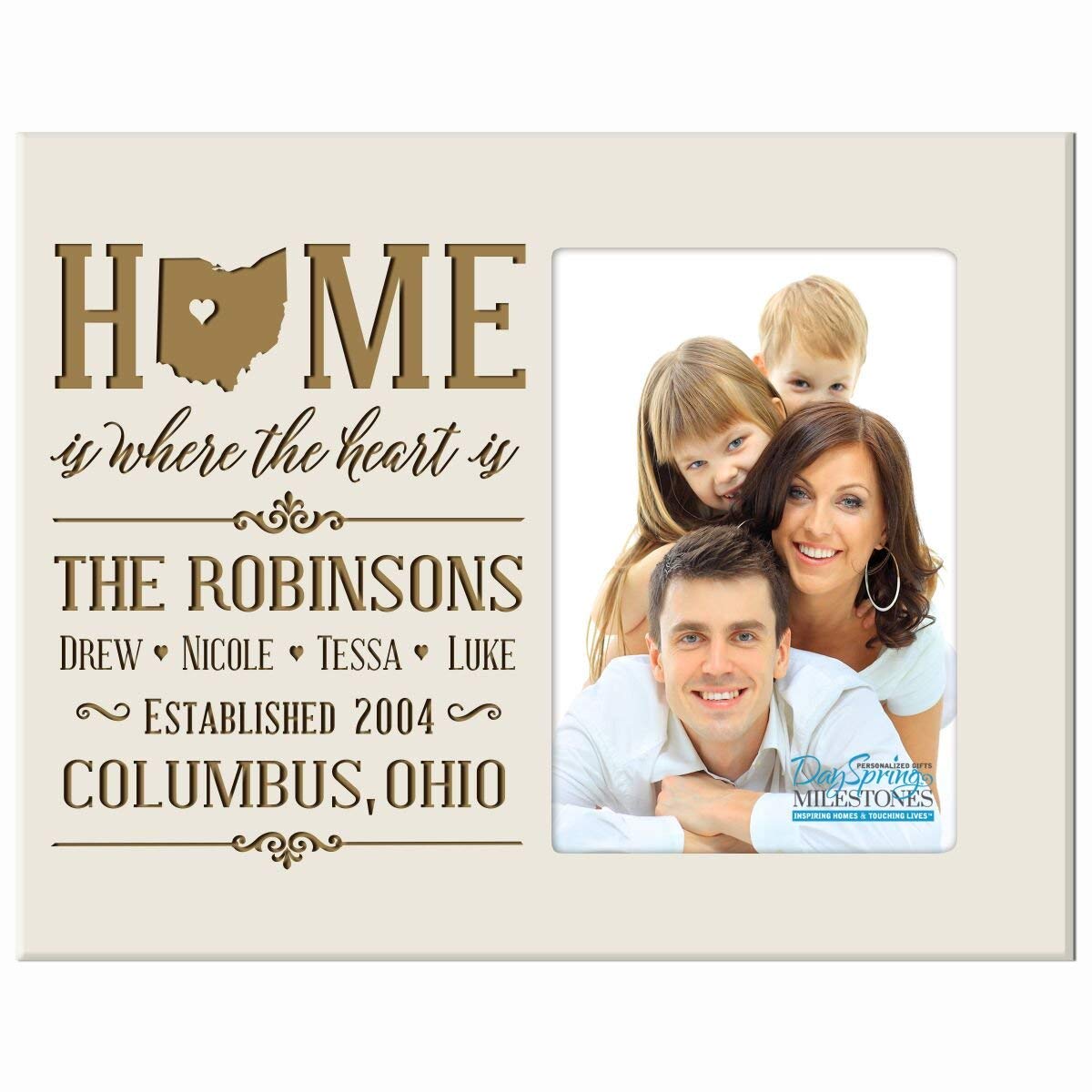 Personalized State Picture Frame with Names and Est. Year - Ohio - LifeSong Milestones