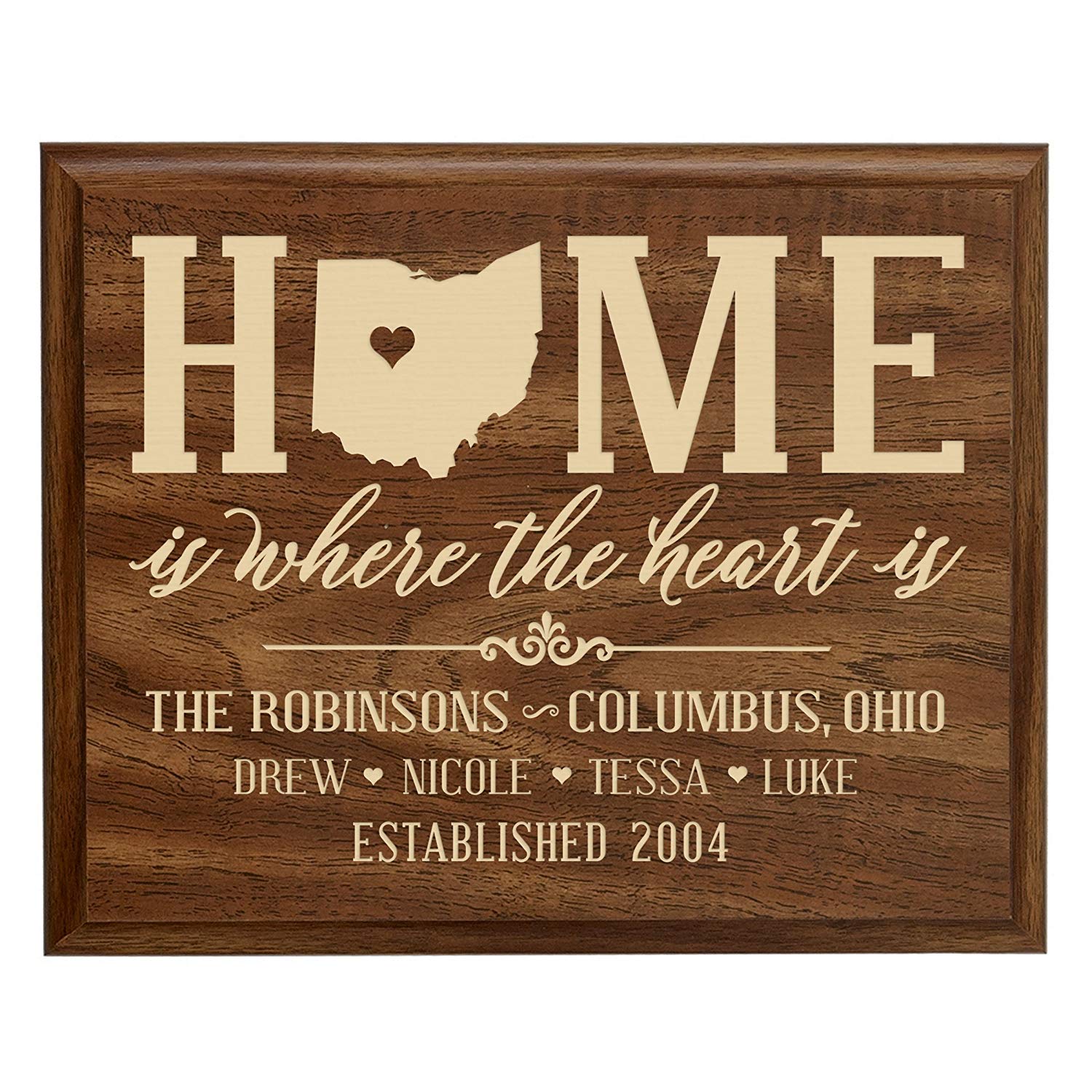 Personalized State Wall Plaque with Names and Est. Year - Ohio - LifeSong Milestones