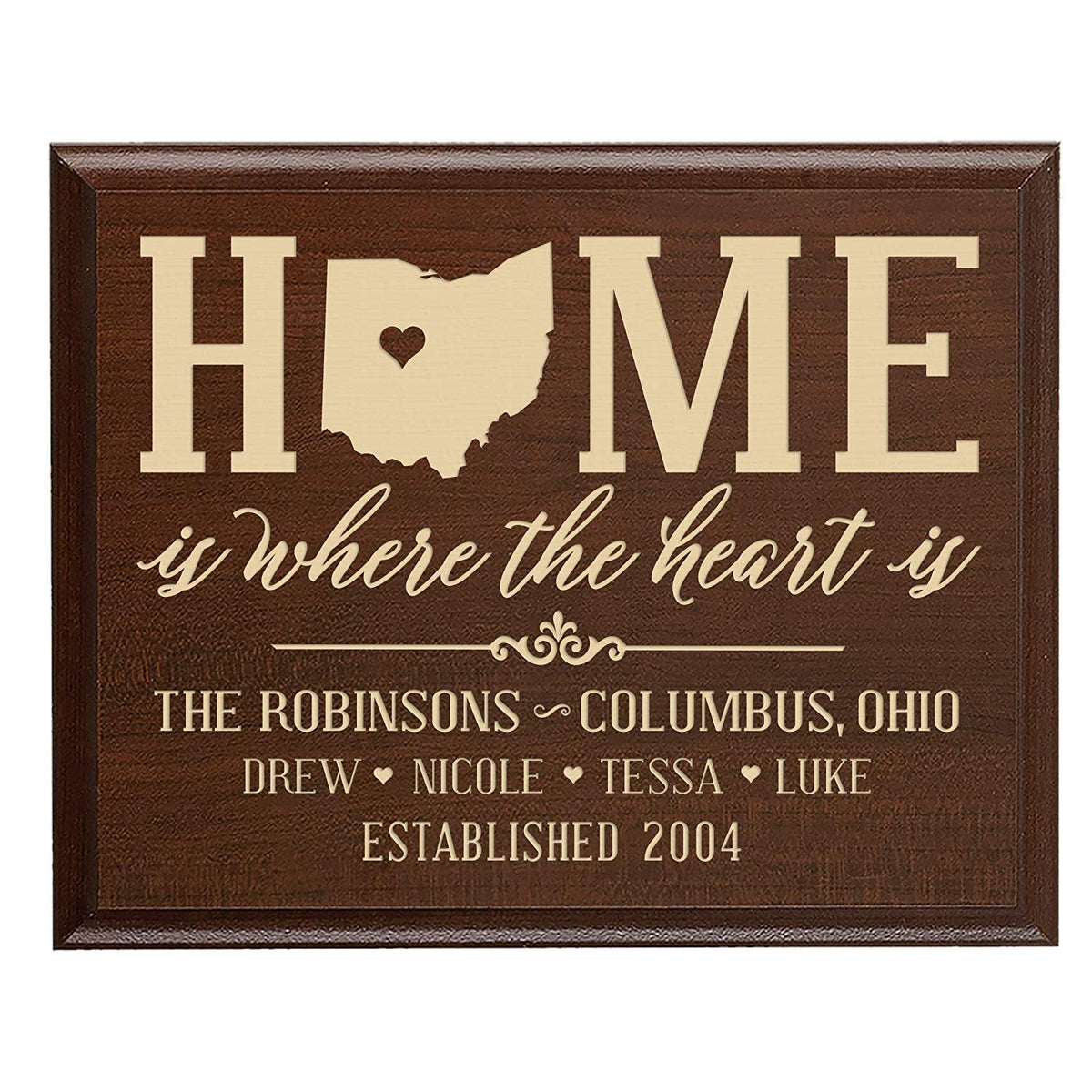 Personalized State Wall Plaque with Names and Est. Year - Ohio - LifeSong Milestones