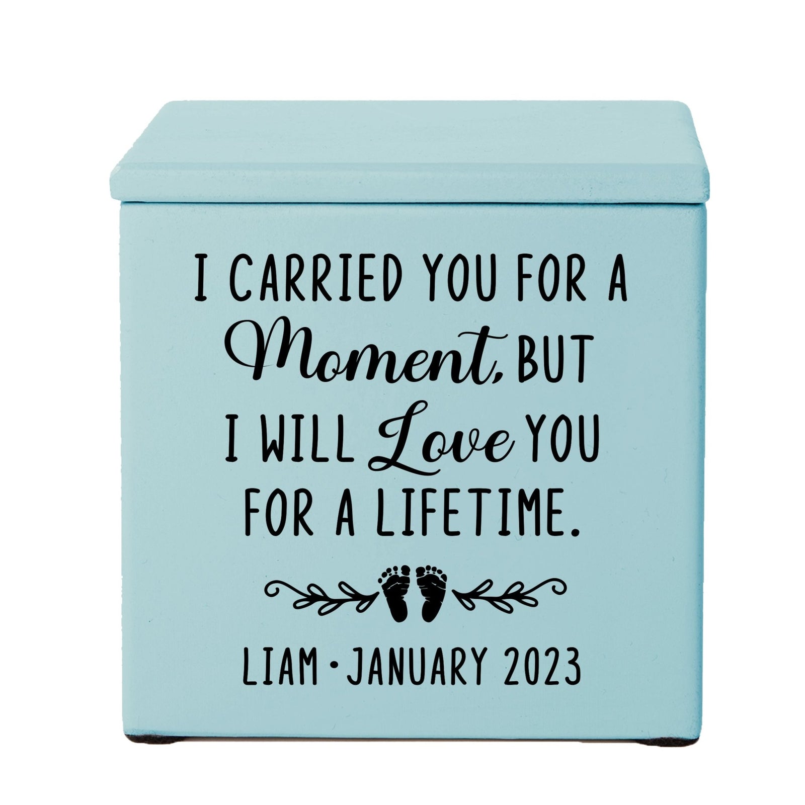 Personalized Still Born Infant Wooden Cremation Urn - I Carried You - LifeSong Milestones