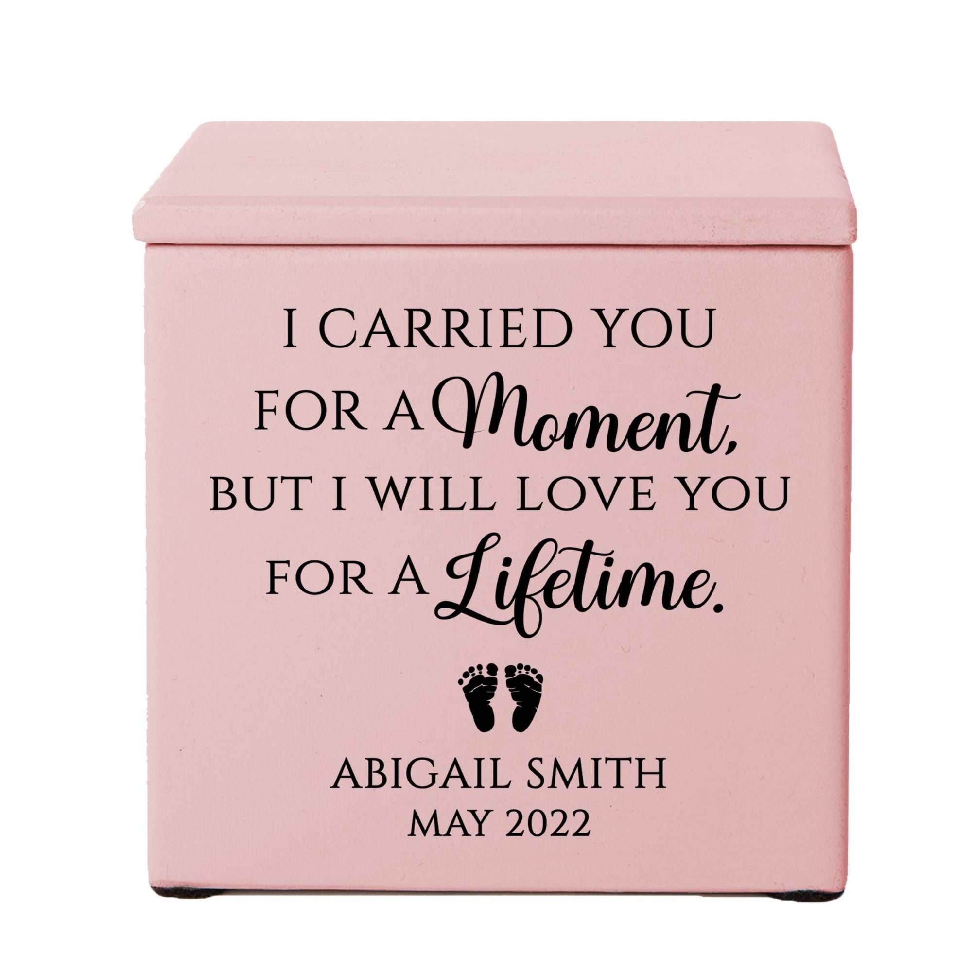 Personalized Still Born Infant Wooden Cremation Urn - I Carried You - LifeSong Milestones
