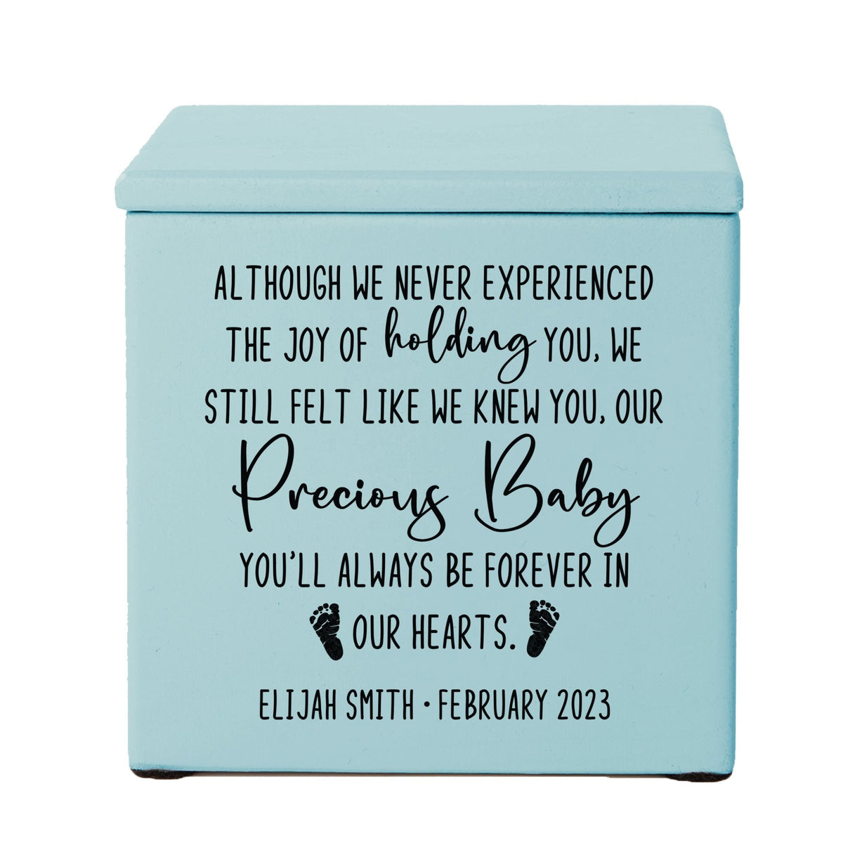 Personalized Still Born Infant Wooden Memorial Keepsake Urn For Human Ashes - Although We Never Experienced - LifeSong Milestones