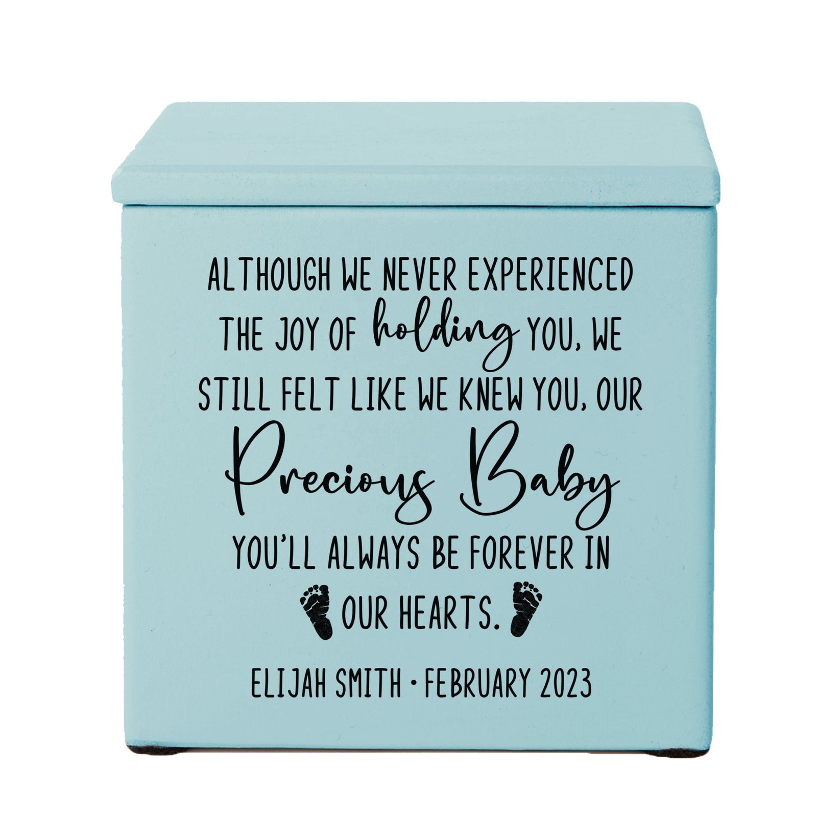 Personalized Still Born Infant Wooden Memorial Keepsake Urn For Human Ashes - Although We Never Experienced - LifeSong Milestones