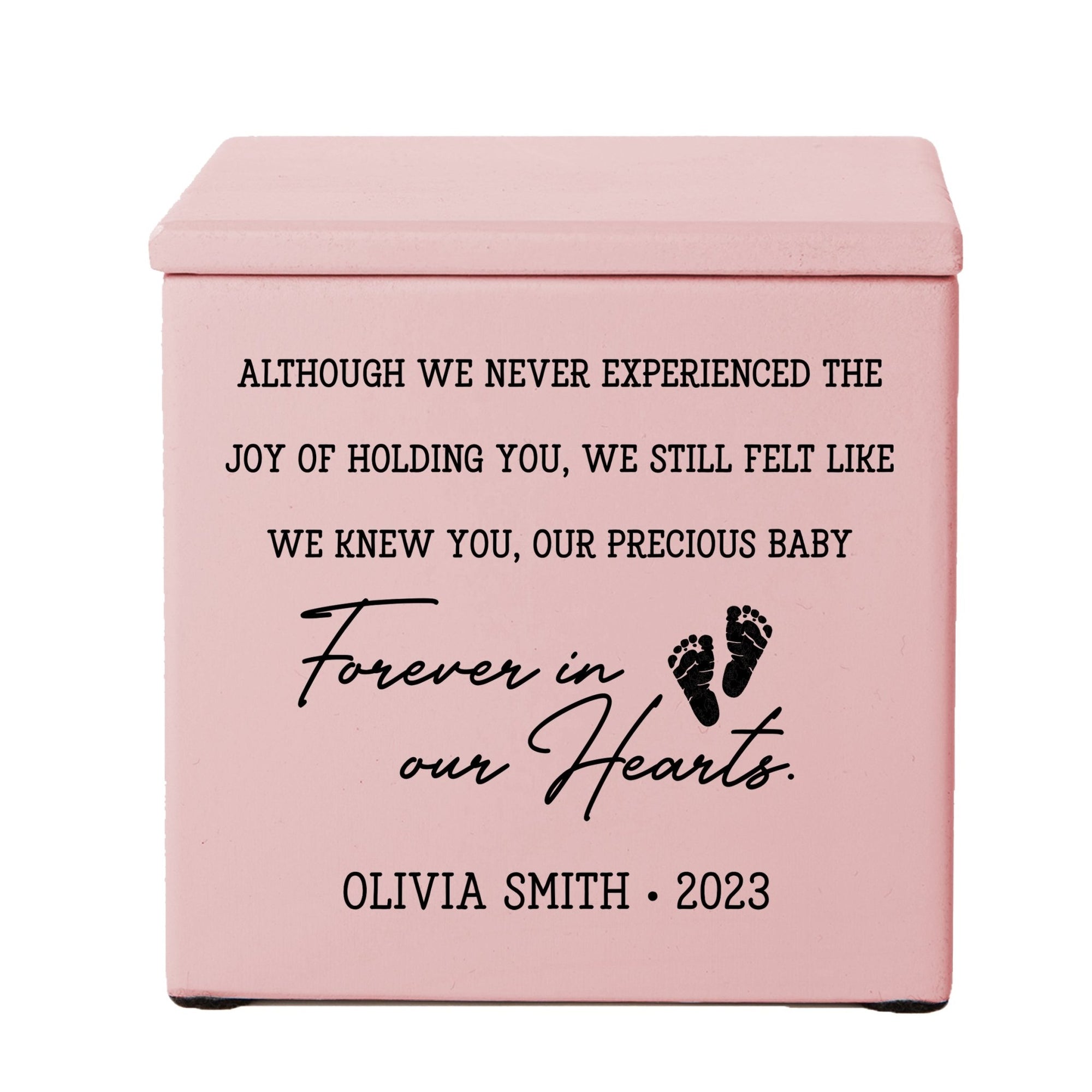 Personalized Still Born Infant Wooden Memorial Keepsake Urn For Human Ashes - Although We Never Experienced - LifeSong Milestones
