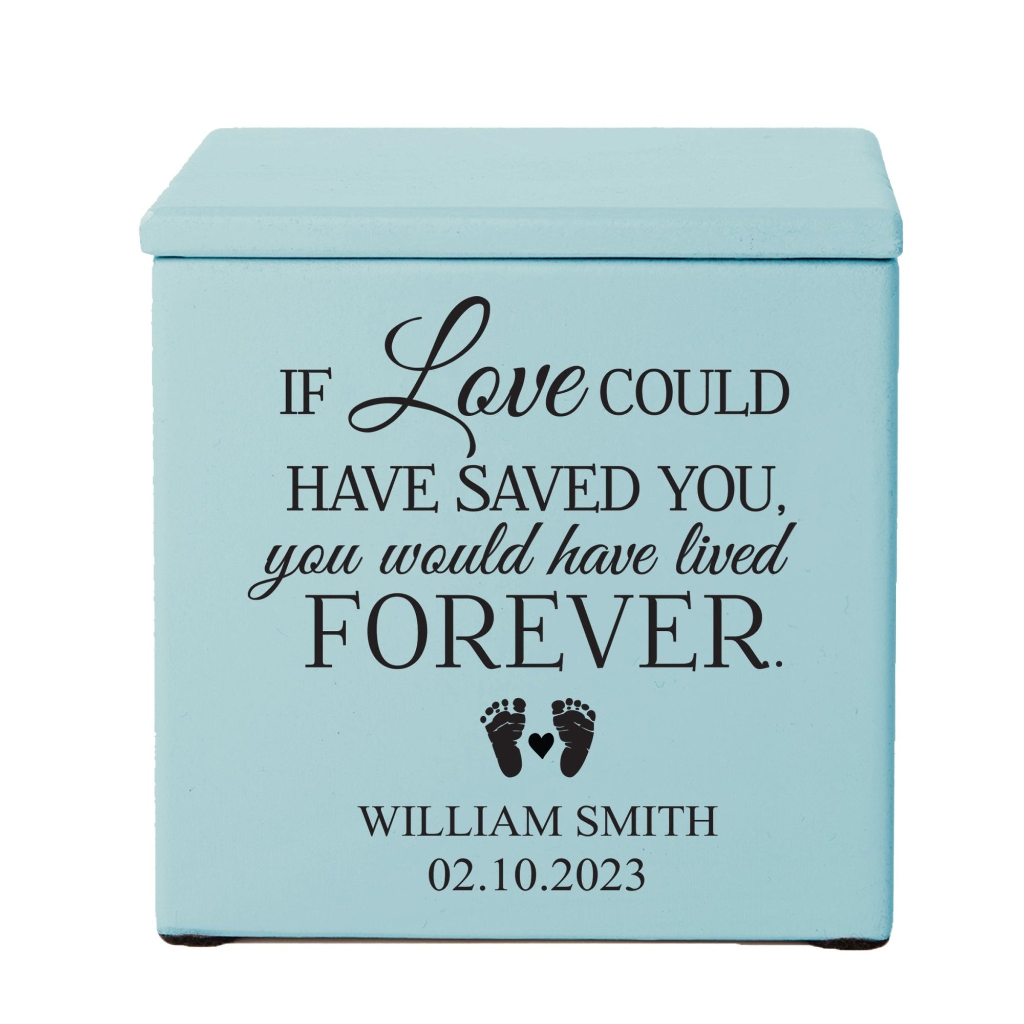 Personalized Still Born Infant Wooden Memorial Keepsake Urn For Human Ashes - If Love Could Have Saved - LifeSong Milestones