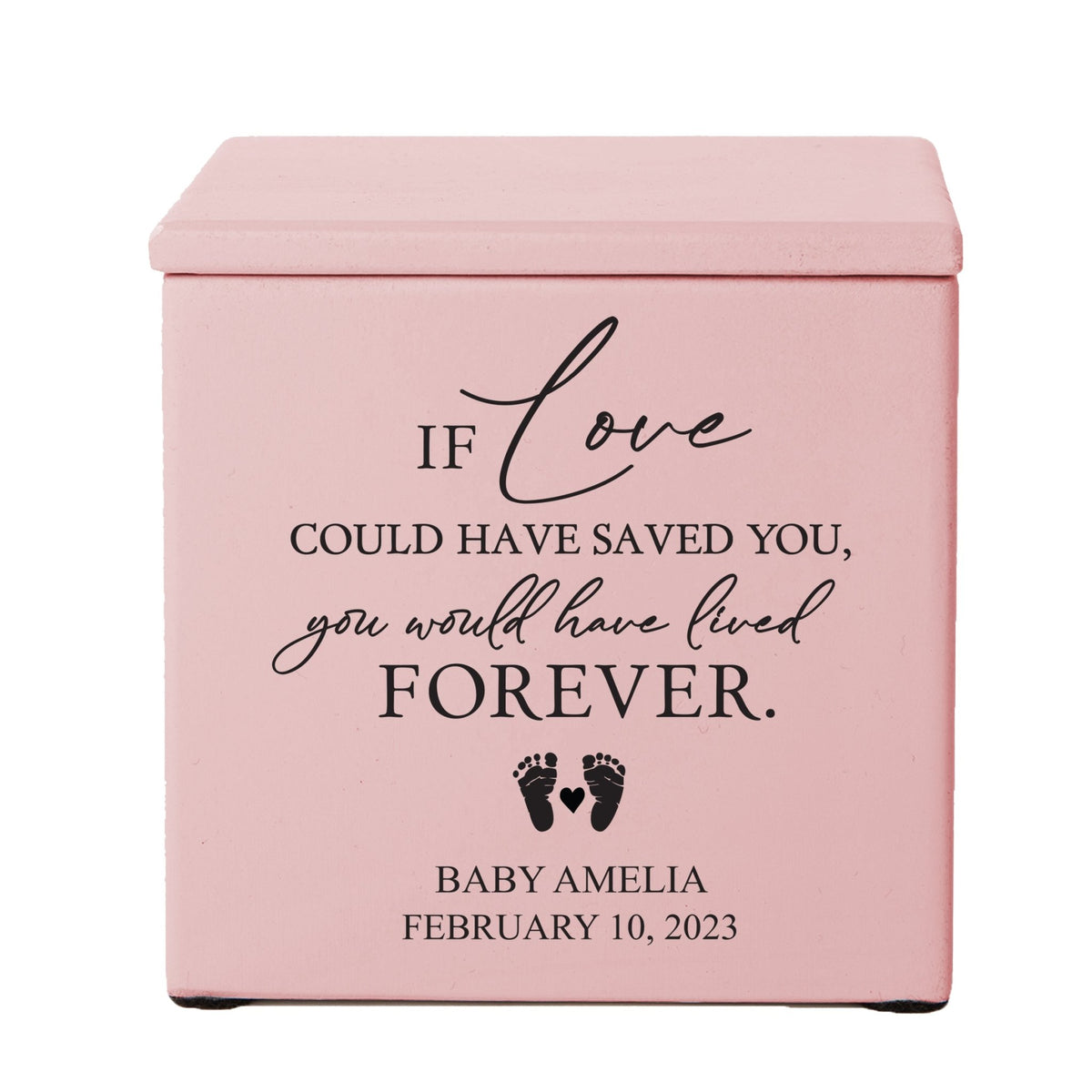 Personalized Still Born Infant Wooden Memorial Keepsake Urn For Human Ashes - If Love Could Have Saved - LifeSong Milestones