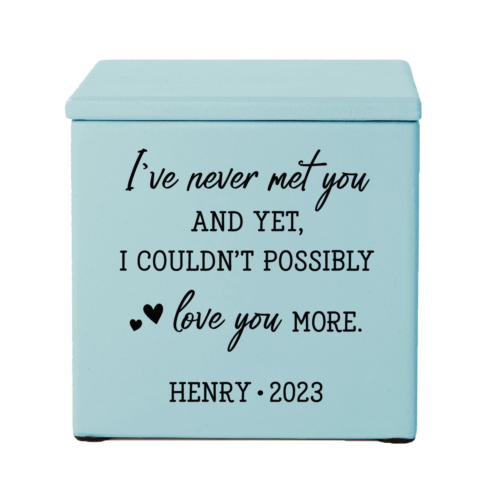 Personalized Still Born Infant Wooden Memorial Keepsake Urn For Human Ashes - I've Never Met - LifeSong Milestones