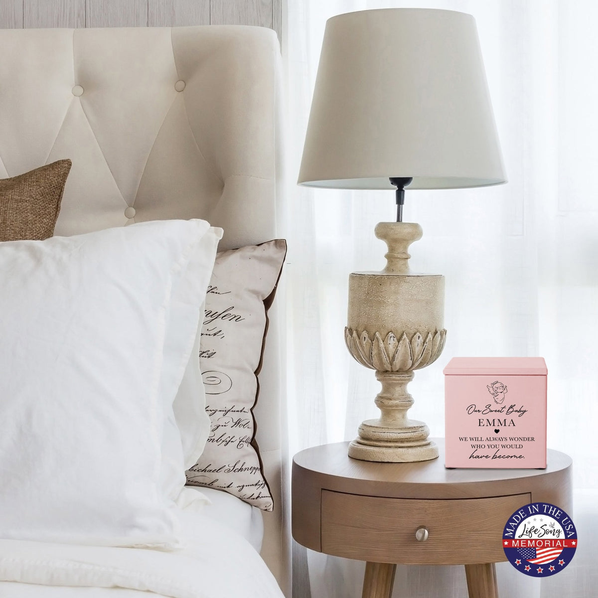 Personalized Still Born Infant Wooden Memorial Keepsake Urn For Human Ashes - Our Sweet Baby 1 - LifeSong Milestones