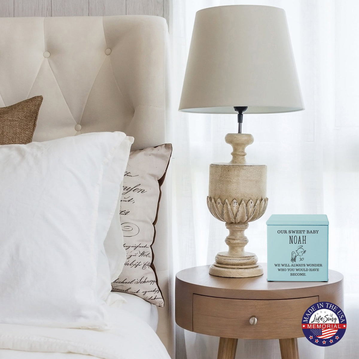 Personalized Still Born Infant Wooden Memorial Keepsake Urn For Human Ashes - Our Sweet Baby 1 - LifeSong Milestones