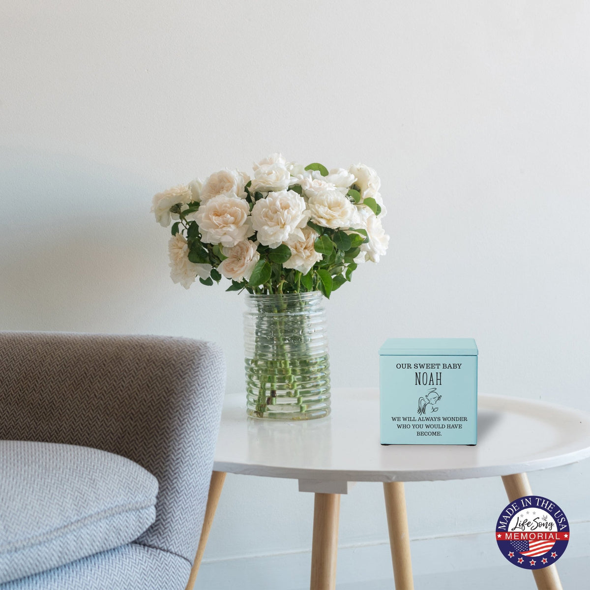 Personalized Still Born Infant Wooden Memorial Keepsake Urn For Human Ashes - Our Sweet Baby 1 - LifeSong Milestones