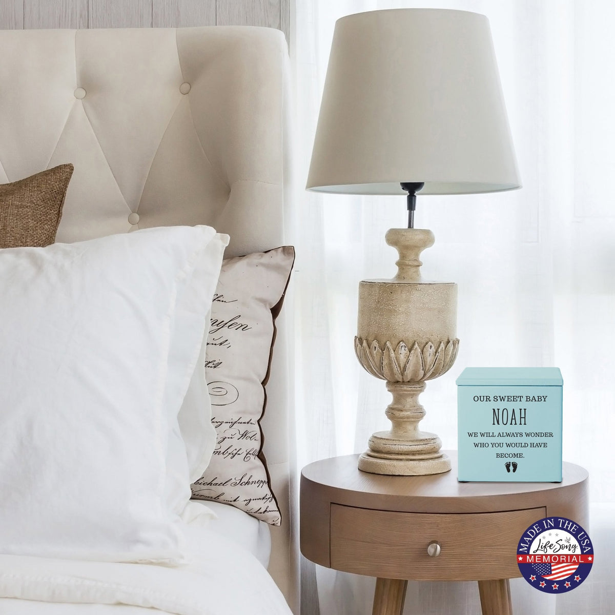 Personalized Still Born Infant Wooden Memorial Keepsake Urn For Human Ashes - Our Sweet Baby 1 - LifeSong Milestones