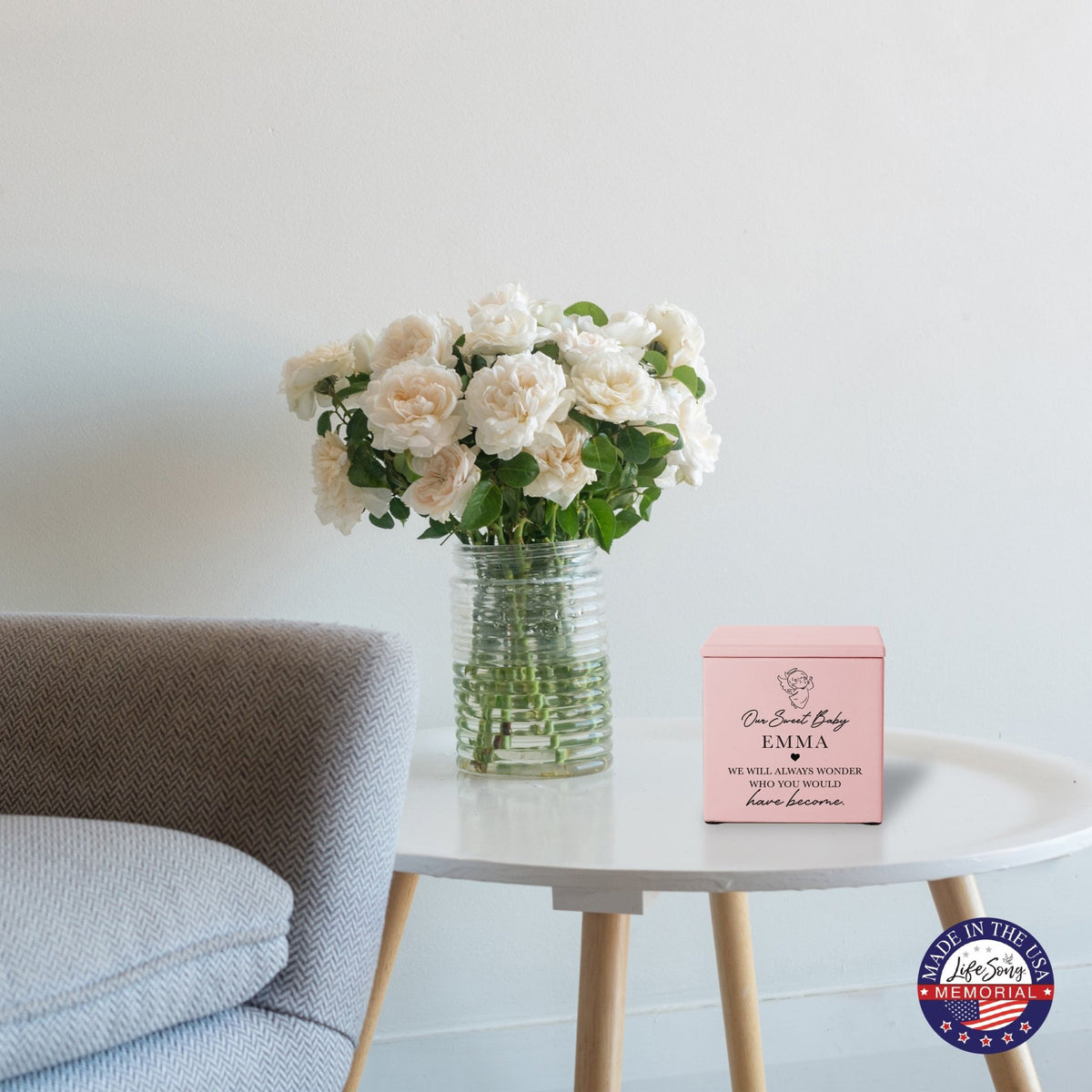 Personalized Still Born Infant Wooden Memorial Keepsake Urn For Human Ashes - Our Sweet Baby 1 - LifeSong Milestones