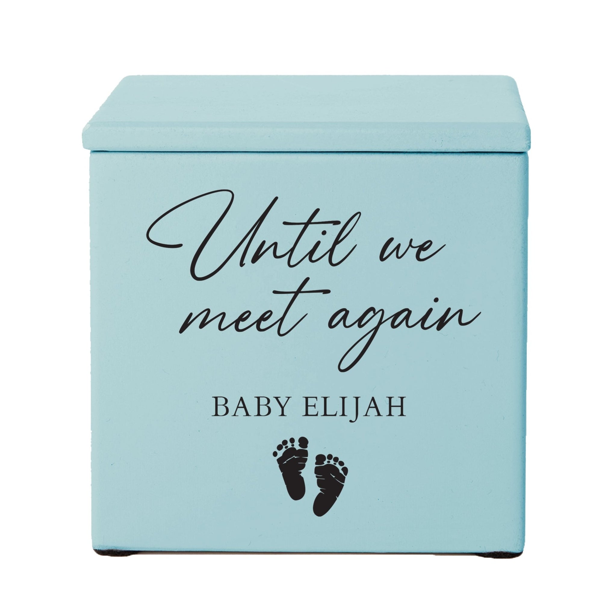 Personalized Still Born Infant Wooden Memorial Keepsake Urn For Human Ashes - Until We Meet Again - LifeSong Milestones