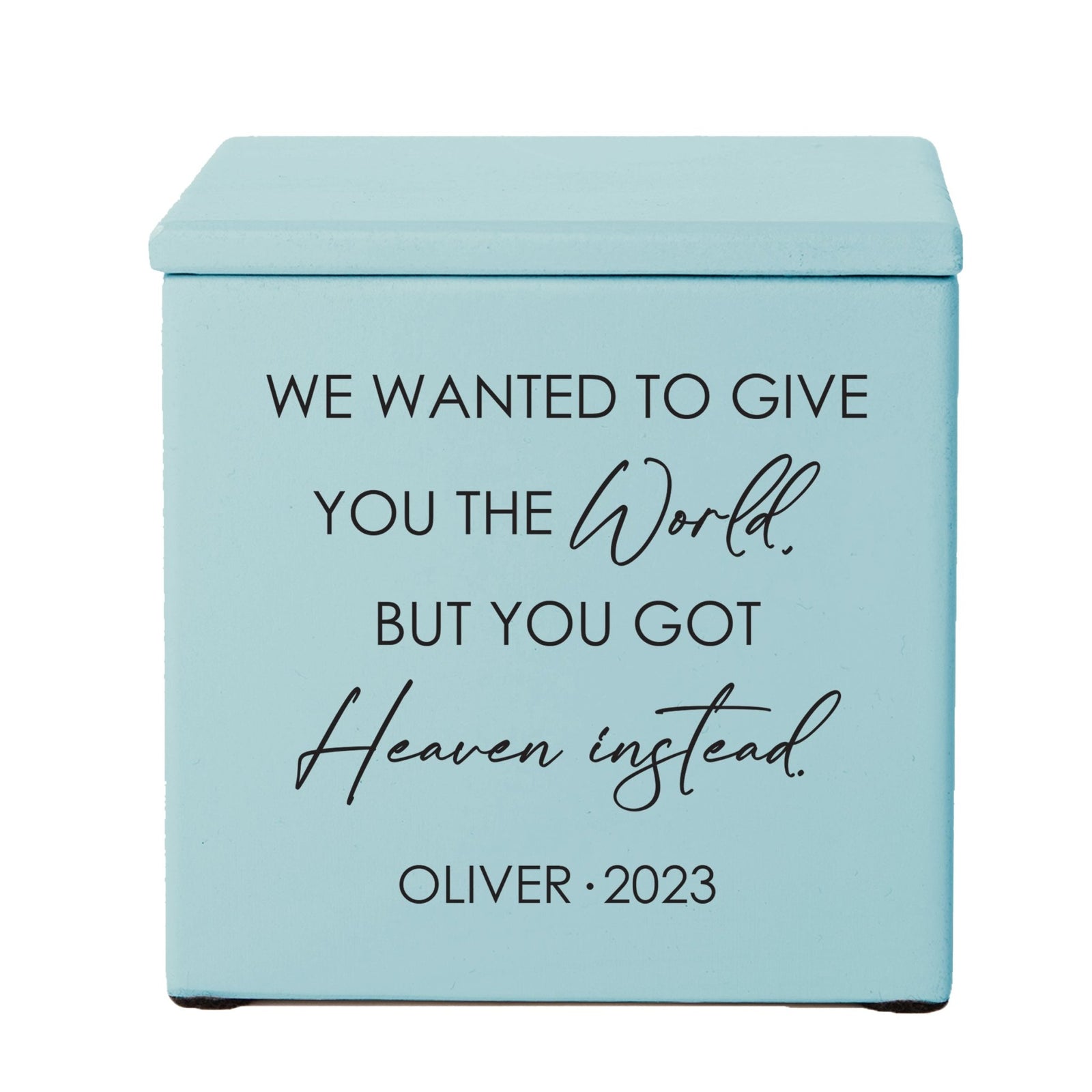 Personalized Still Born Infant Wooden Memorial Keepsake Urn For Human Ashes - We Wanted To Give - LifeSong Milestones