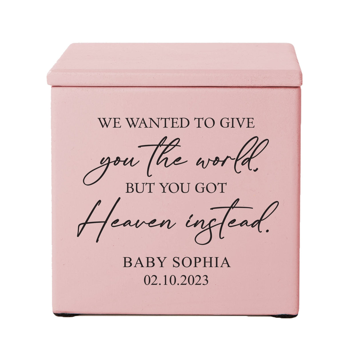 Personalized Still Born Infant Wooden Memorial Keepsake Urn For Human Ashes - We Wanted To Give - LifeSong Milestones