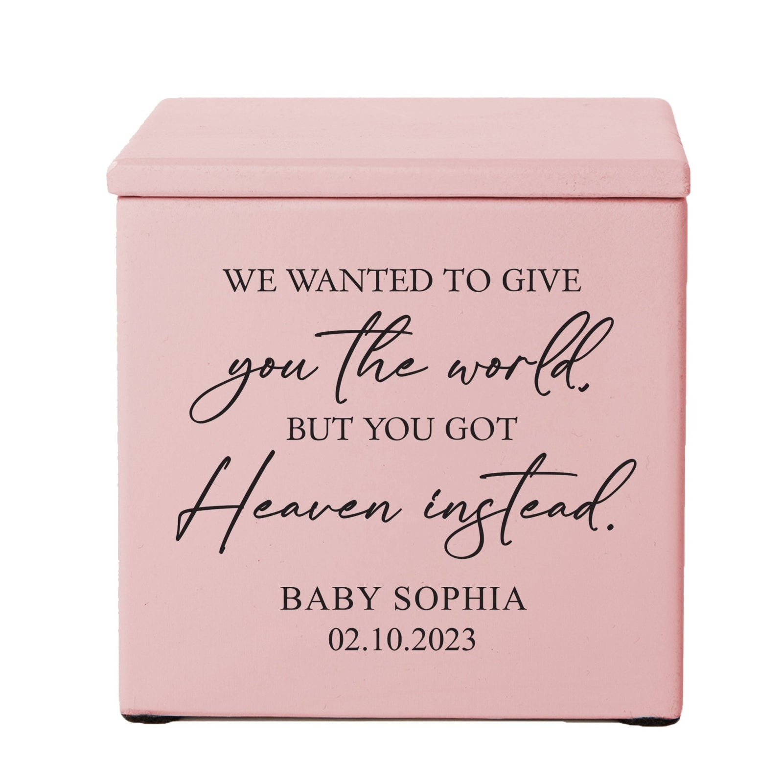 Personalized Still Born Infant Wooden Memorial Keepsake Urn For Human Ashes - We Wanted To Give - LifeSong Milestones