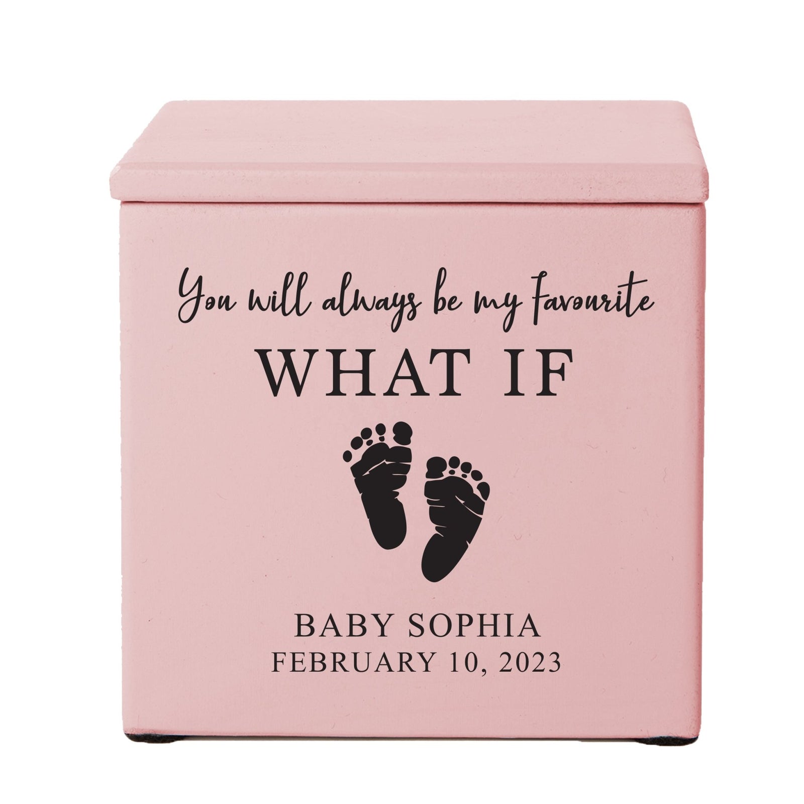 Personalized Still Born Infant Wooden Memorial Keepsake Urn For Human Ashes - You Will Always - LifeSong Milestones