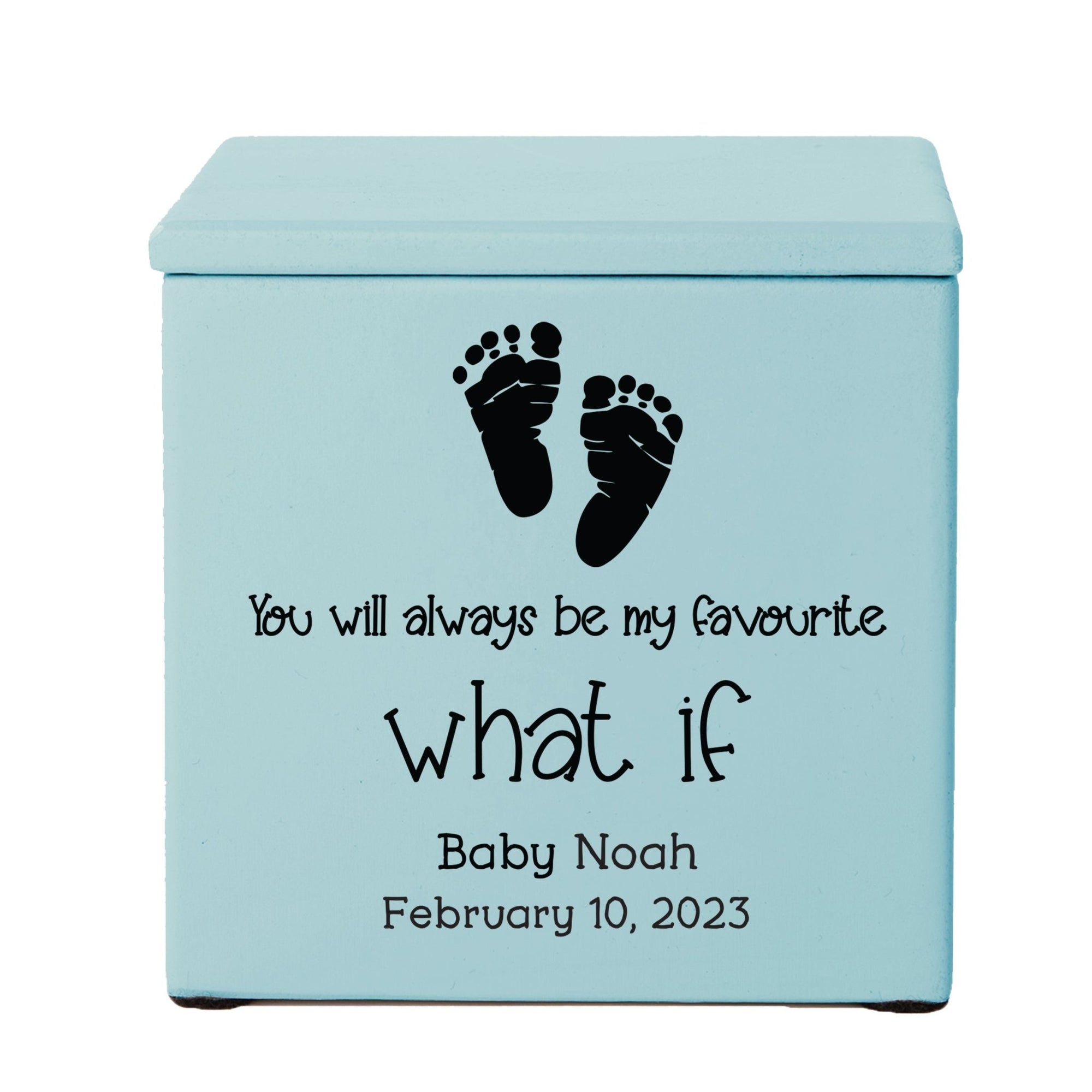 Personalized Still Born Infant Wooden Memorial Keepsake Urn For Human Ashes - You Will Always - LifeSong Milestones