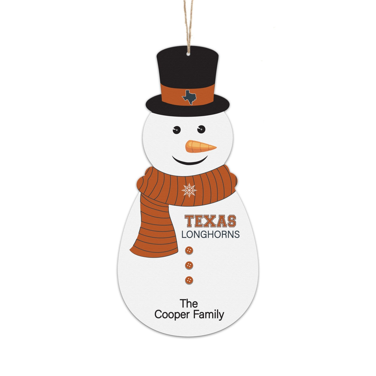 Personalized Texas Snowman Ornament Gift - LifeSong Milestones