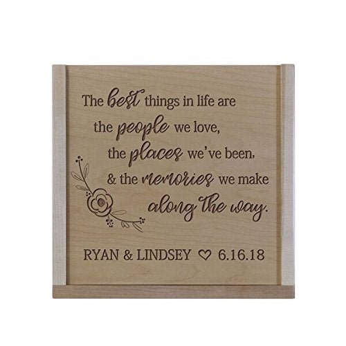 Personalized The Best Things Wooden Wedding Card Box with Sliding Top - LifeSong Milestones