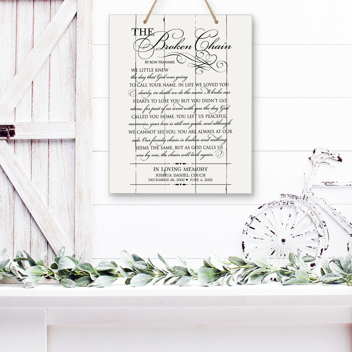 Personalized “The Broken Chain” Vintage-Inspired Wall Hanging Memorial Rope Sign Sympathy Gift Idea - LifeSong Milestones