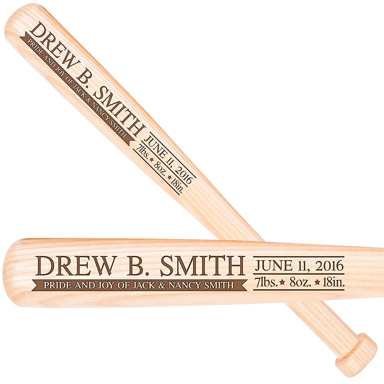 Personalized Unique Baby Announcement Décor Baseball Bat Shelf Décor - Pride And Joy - LifeSong Milestones