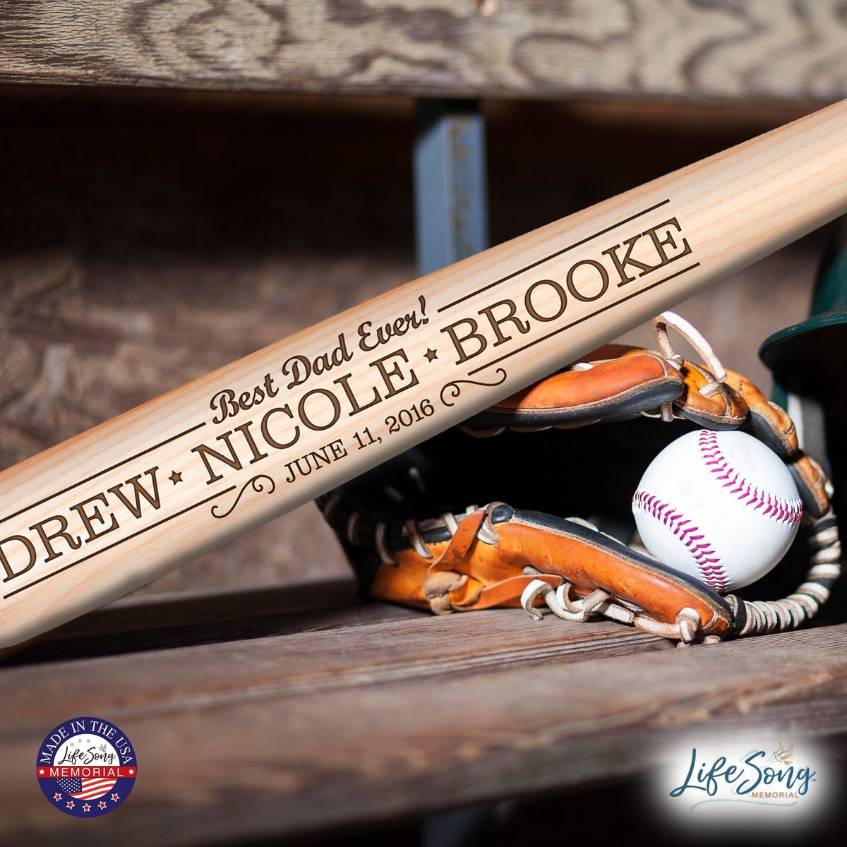 Personalized Unique Father's Day Décor Baseball Bat Shelf Décor - Best Dad Ever! - LifeSong Milestones