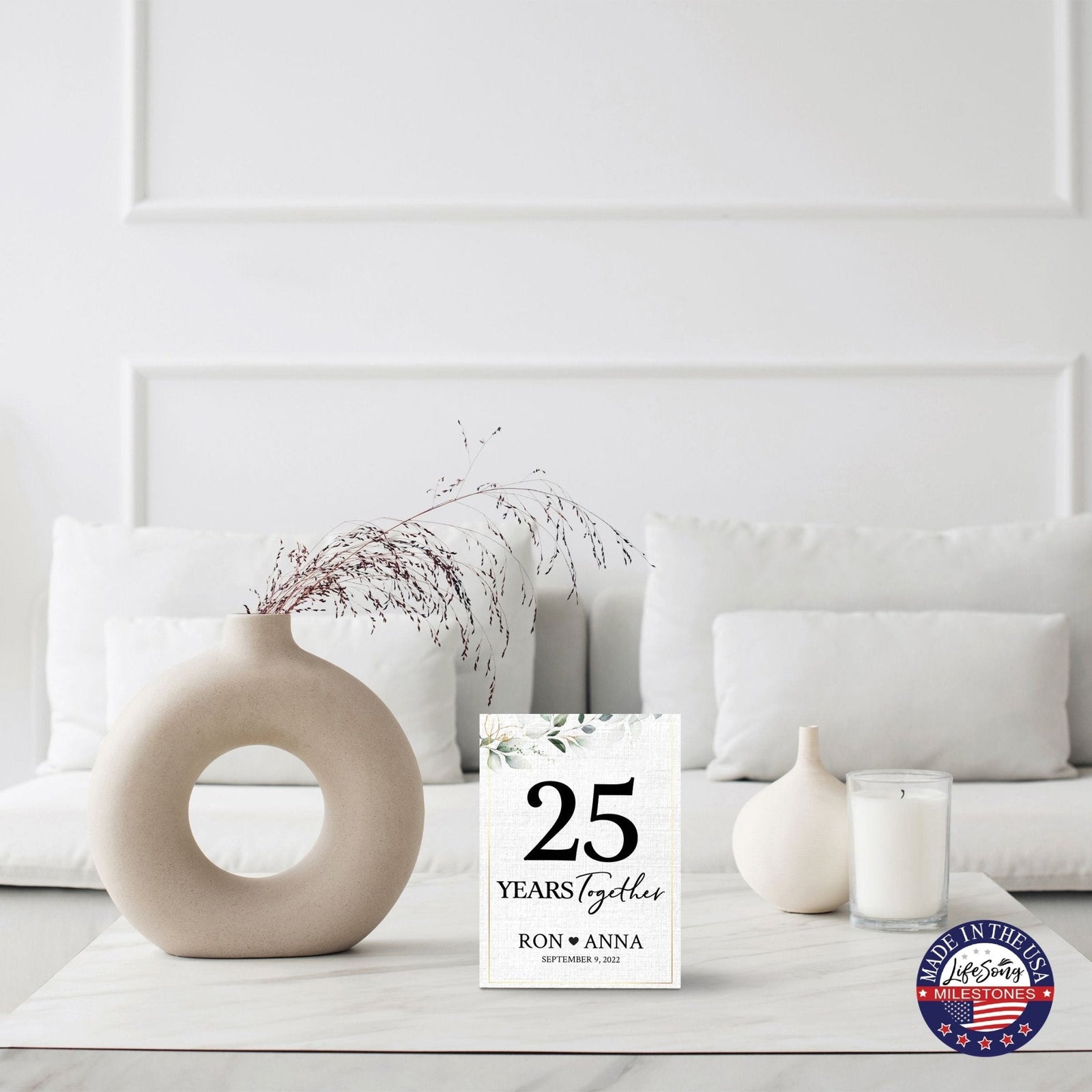 Personalized Unique Shelf Décor and Tabletop Signs Gifts for 25th Wedding Anniversary - LifeSong Milestones