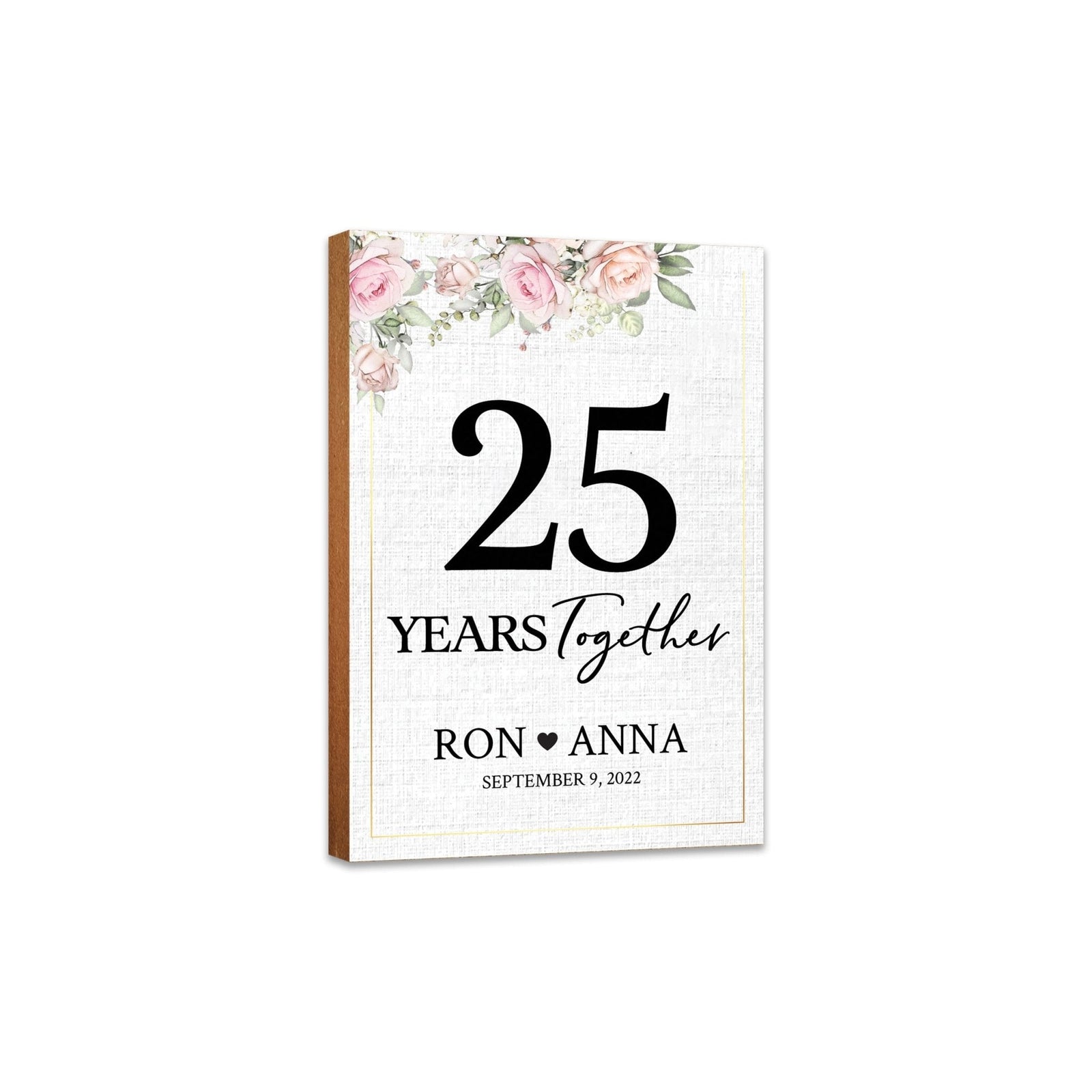 Personalized Unique Shelf Décor and Tabletop Signs Gifts for 25th Wedding Anniversary - LifeSong Milestones