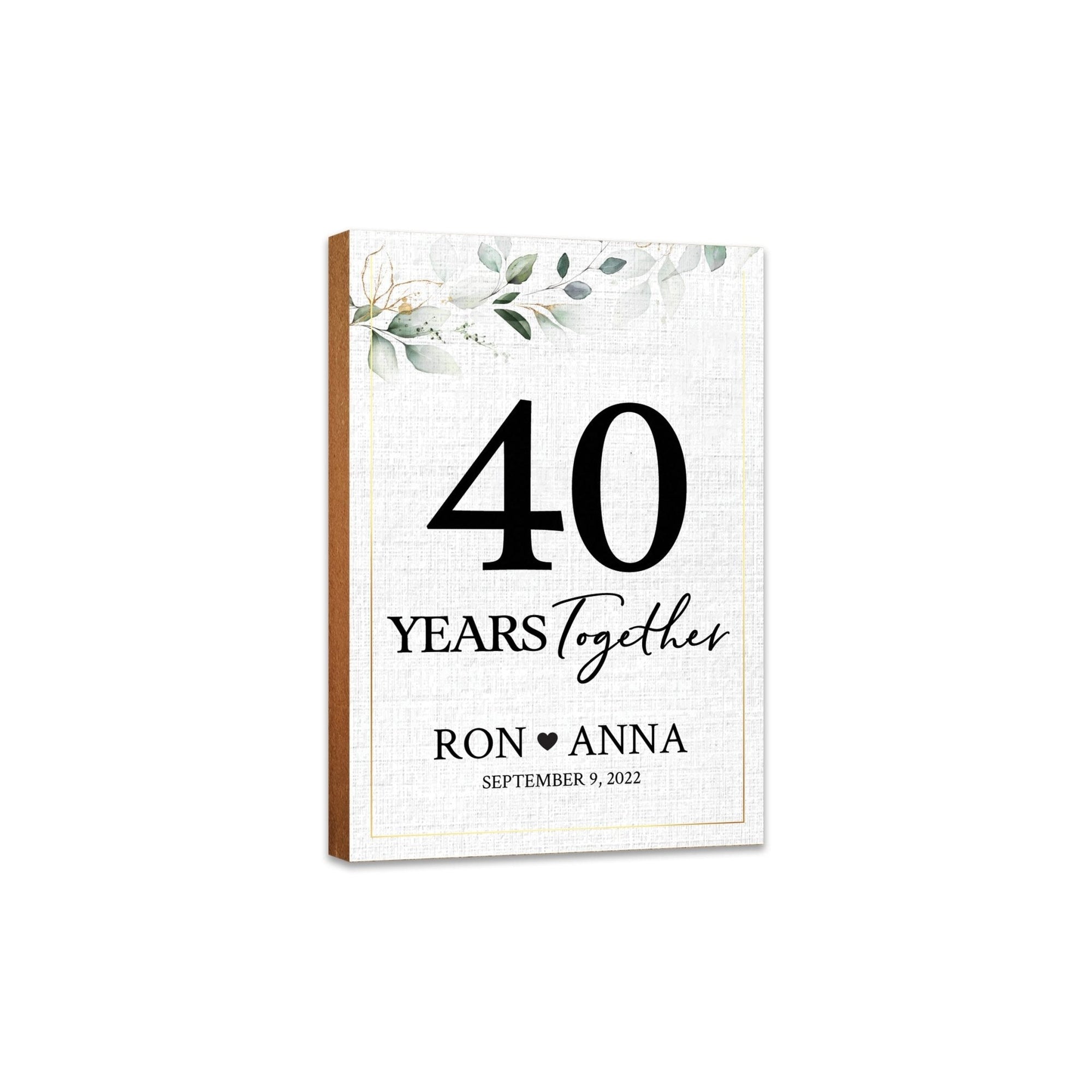 Personalized Unique Shelf Décor and Tabletop Signs Gifts for 40th Wedding Anniversary - LifeSong Milestones