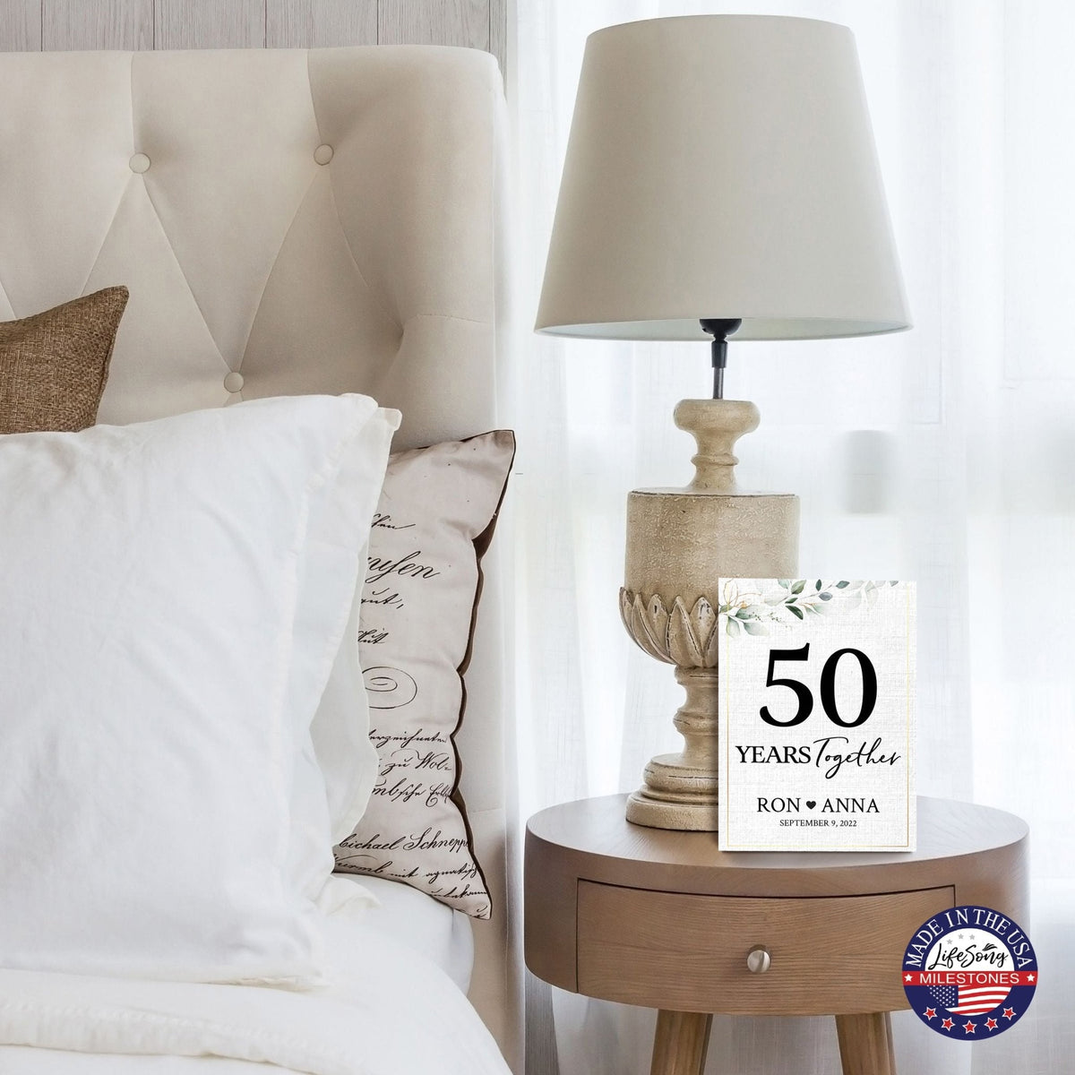 Personalized Unique Shelf Décor and Tabletop Signs Gifts for 50th Wedding Anniversary - LifeSong Milestones