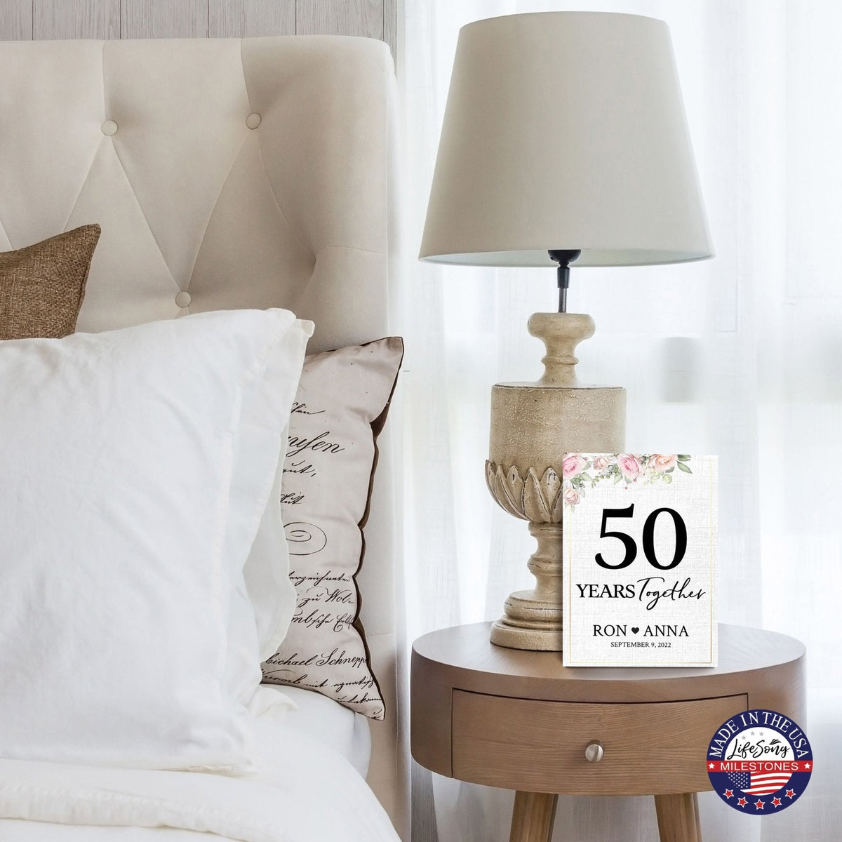 Personalized Unique Shelf Décor and Tabletop Signs Gifts for 50th Wedding Anniversary - LifeSong Milestones